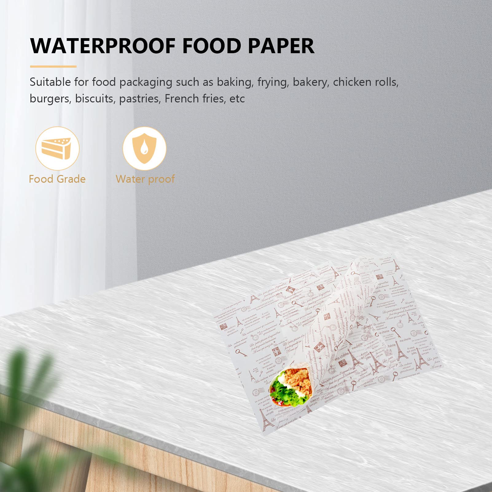 DOITOOL 50 Sheets Non-Stick Parchment Paper for Baking, Cooking, Wrapping Food - Sandwich, Cookie, Hamburger, Crafting - Eco-Friendly & Heat-Resistant for Oven, Grill & Meal Prep