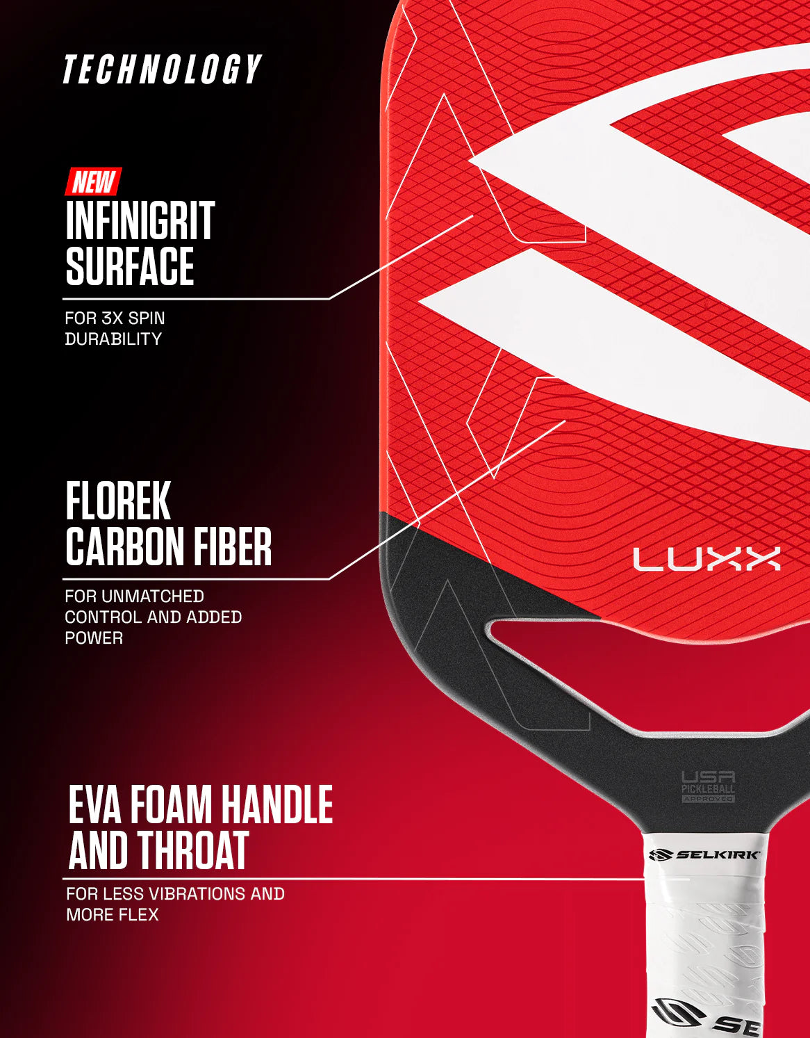 Selkirk LUXX Control Air Invikta Pickleball Paddle with InfiniGrit Surface - Premium Performance Pickleball Racket for Control & Spin - Perfect for Competitive Play & Tournament Use