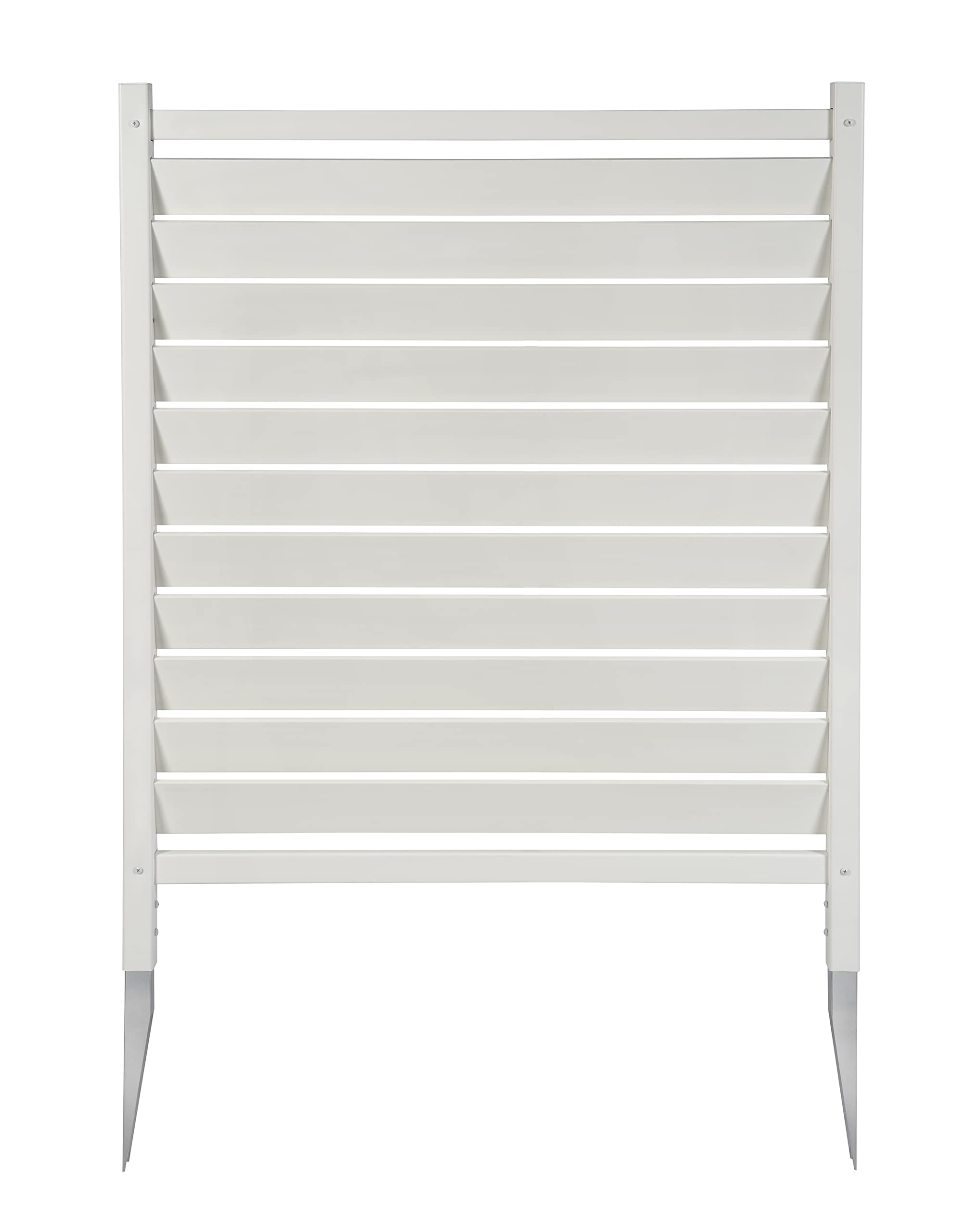 44in H x 36in W (2 Panels) No Dig Enclosure Waverly White Vinyl Privacy Screen - Outdoor Privacy Fence for Trash Cans, AC Units, Pool Equipment & Backyard Decoration - Easy Installation No Dig Design - EC18010