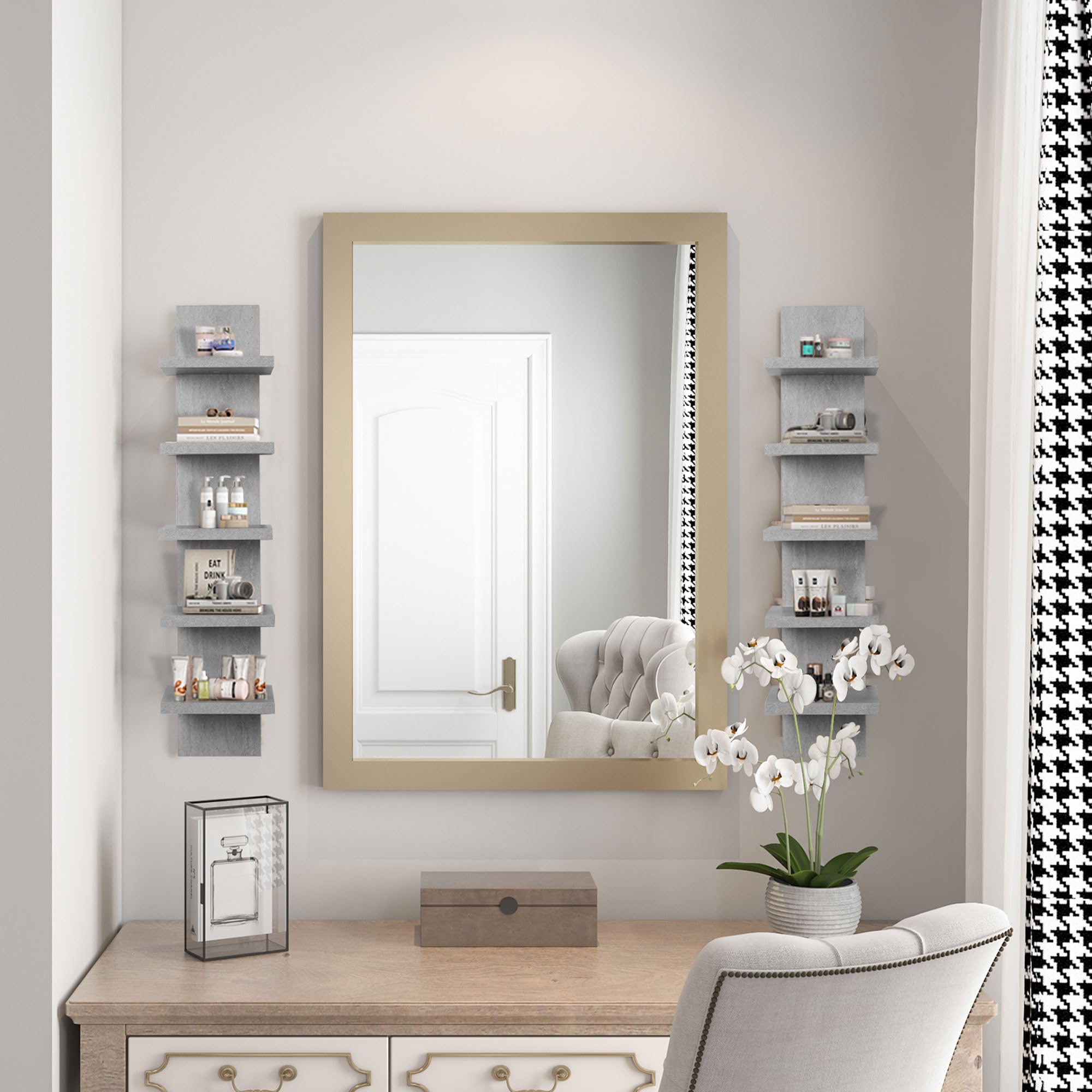 5 Tier Wall Shelves - Vertical Floating Storage Shelf for Home Decor & Organization | Tall Tower Design | Perfect for Bedroom, Living Room & Office Storage Solutions