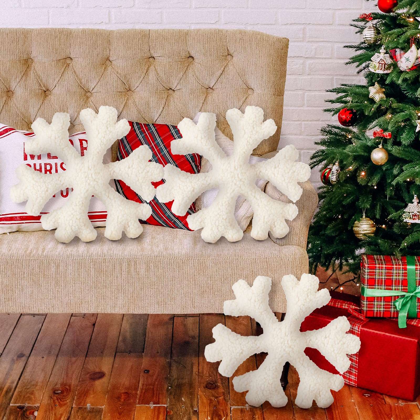 Shappy 3-Piece Snowflake Winter Throw Pillows Set - Soft Decorative Cushions for Christmas, Home, Sofa & Outdoor Decor - Perfect for Holiday Parties, Living Room & Seasonal Home Styling