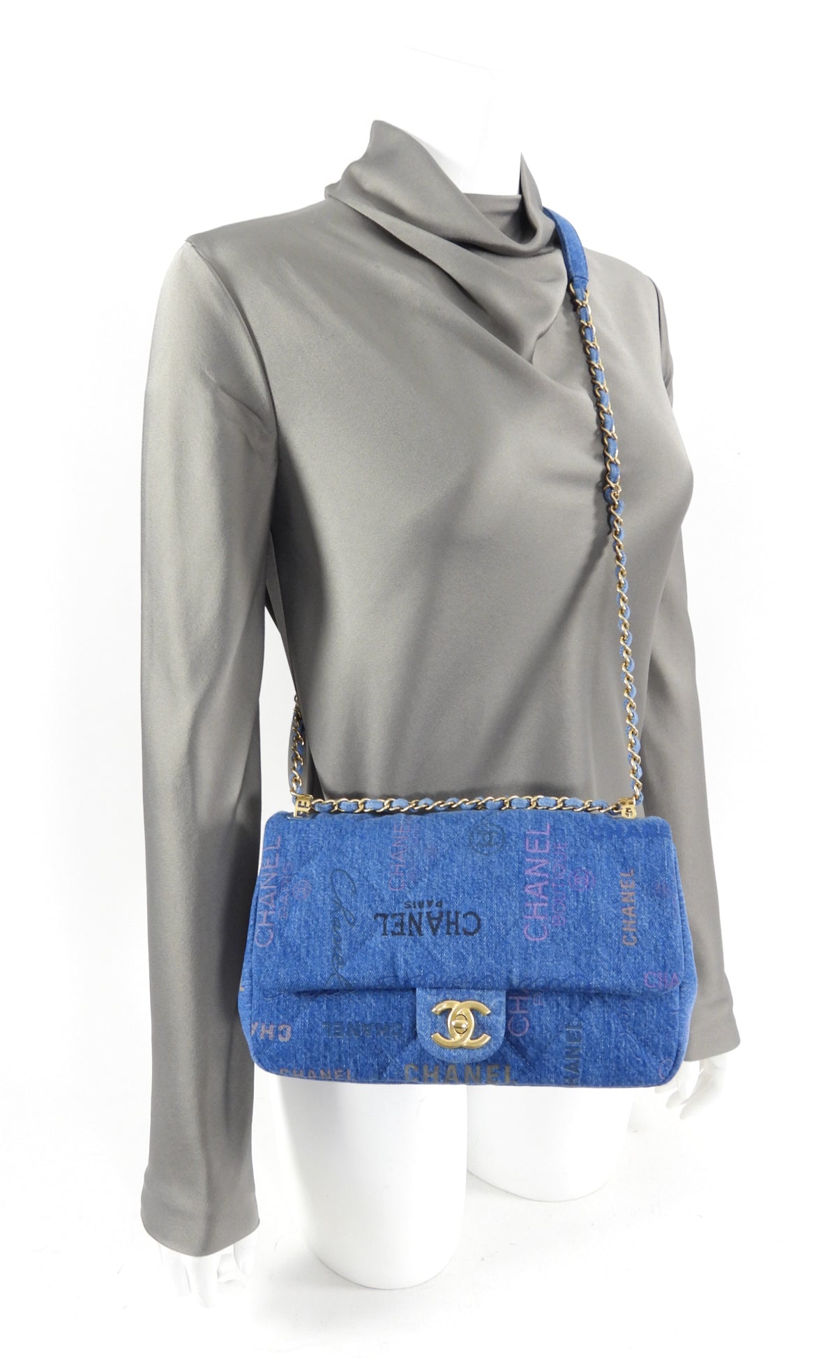 Chanel 22P Printed Denim Medium Flap Bag - Luxury Designer Handbag for Women | Perfect for Everyday Use, Work & Special Occasions