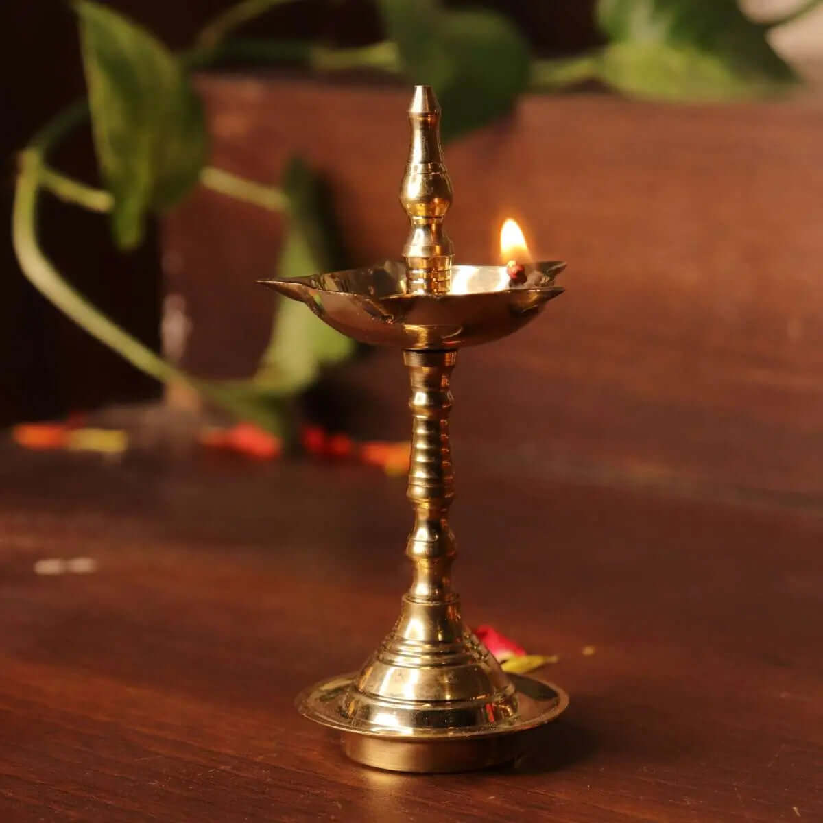 Handcrafted Brass Pooja Lamp Set of 2 - Small Traditional Hindu Prayer Diya for Home Altar, Meditation & Spiritual Decor