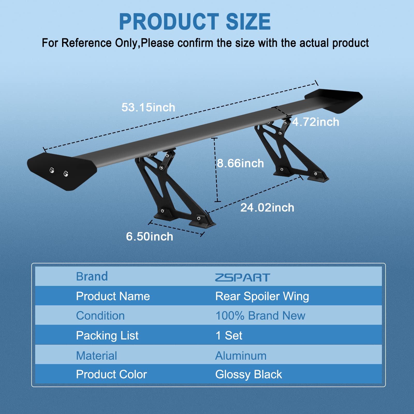 Universal Rear Trunk Lip Spoiler - Glossy Black Aluminum Car Spoiler for Most Vehicles | Enhances Aerodynamics & Sporty Style | Perfect for Sedans, Coupes & Hatchbacks