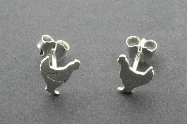 Sterling Silver Chicken Stud Earrings - Dainty & Stylish Jewelry for Women - Perfect for Everyday Wear, Parties & Gifts