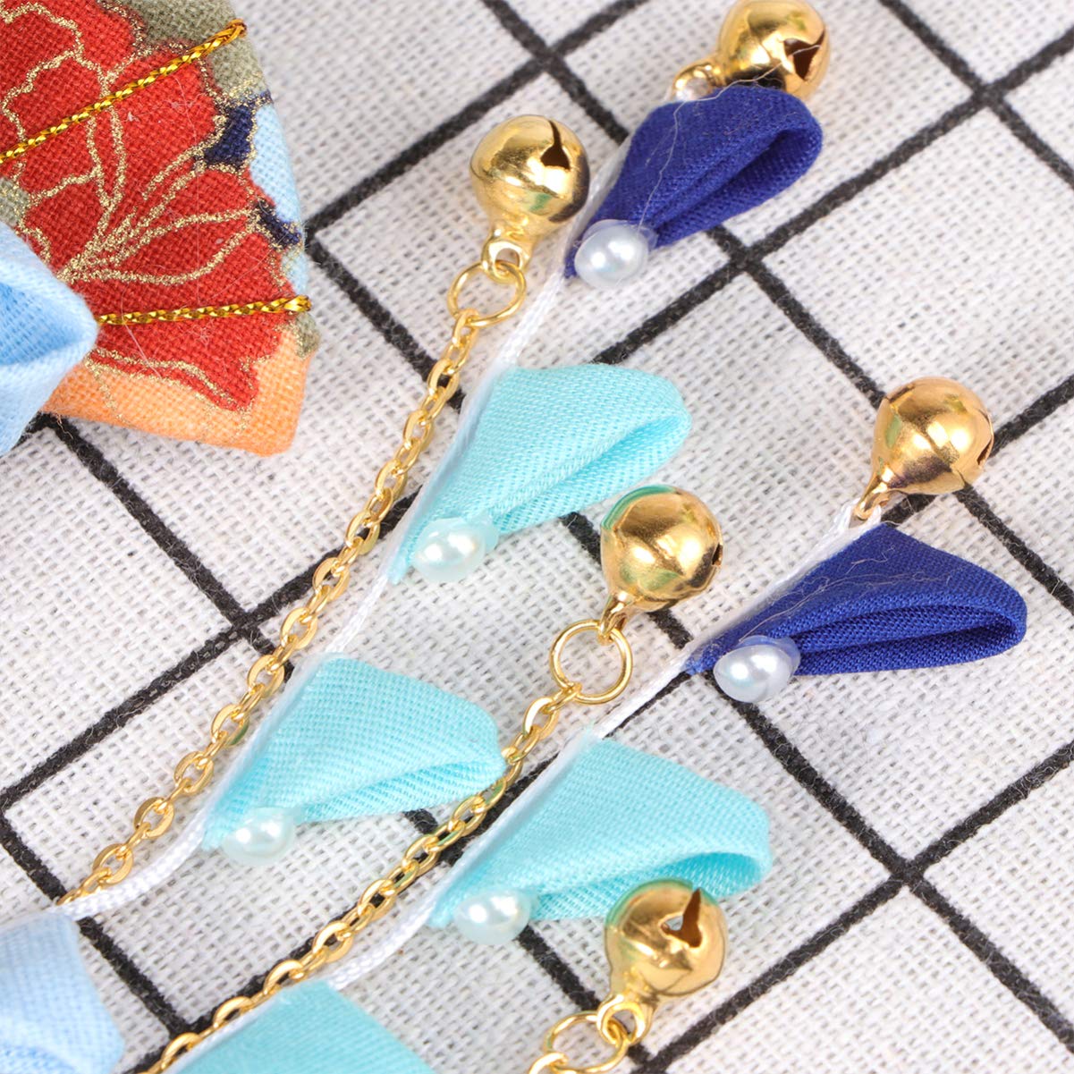 Japanese Kimono Flower Hair Clips with Tassel - Traditional Kanzashi Hair Ornaments for Women (Blue) | Elegant Hair Accessories for Weddings, Tea Ceremonies & Cosplay