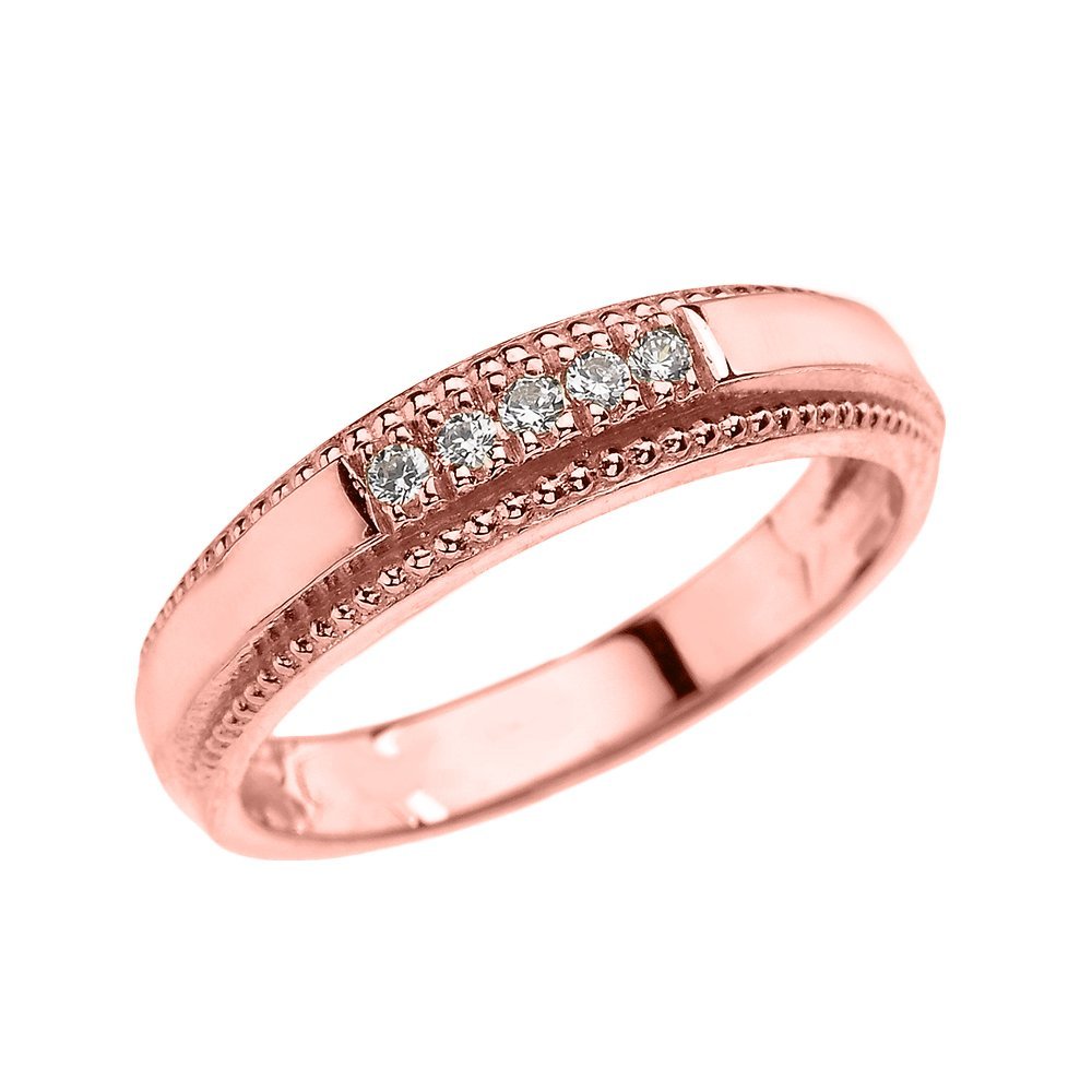 10K Rose Gold Diamond Wedding Band Ring for Men - Elegant & Durable Men's Wedding Ring for Engagement, Anniversary, and Special Occasions