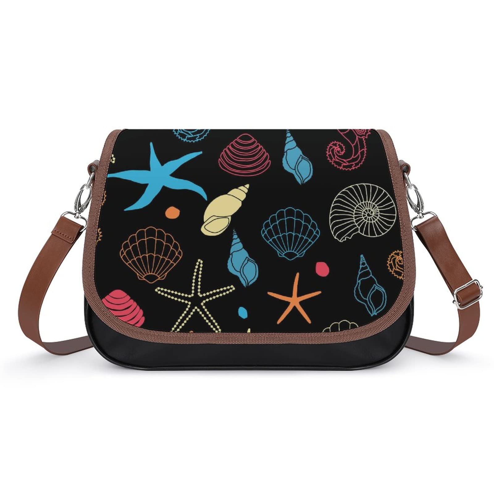 Genuine Leather Hobo Bags for Women - Stylish Crossbody Shoulder Purse with Top Handle | Classic City Satchel in Seahorse, Starfish & Conch Designs | Perfect for Work, Travel & Everyday Use
