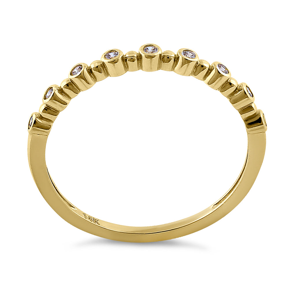 14K Yellow Gold Single Row Round 0.11 ct Diamond Ring for Women - Elegant Wedding Band, Anniversary Gift, or Everyday Jewelry