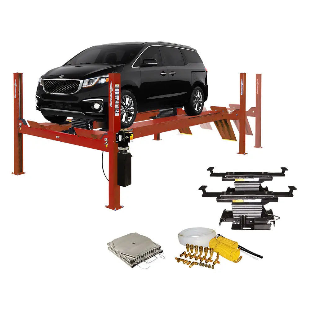 Forward Lift CRA14 EL Extra Long 14K Four Post Car Lift with Alignment Kit - Heavy Duty Closed Front Design for Auto Repair Shops & Home Garages