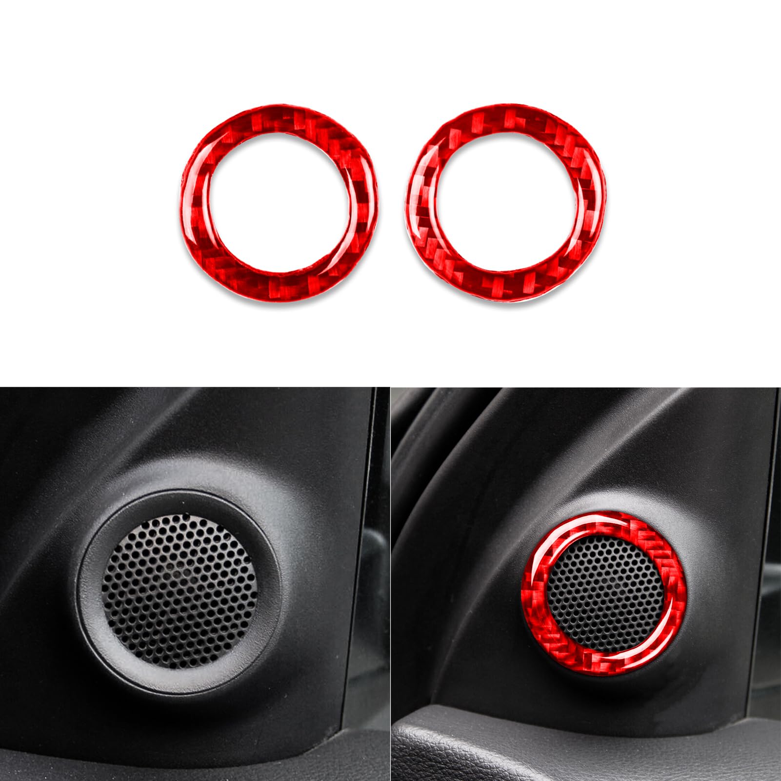 Premium Carbon Fiber A-Pillar Speaker Panel Cover - Compatible with Dodge Durango 2014-2020 - Red Interior Accessories (2pcs) - Enhances Car Audio & Adds Sporty Style