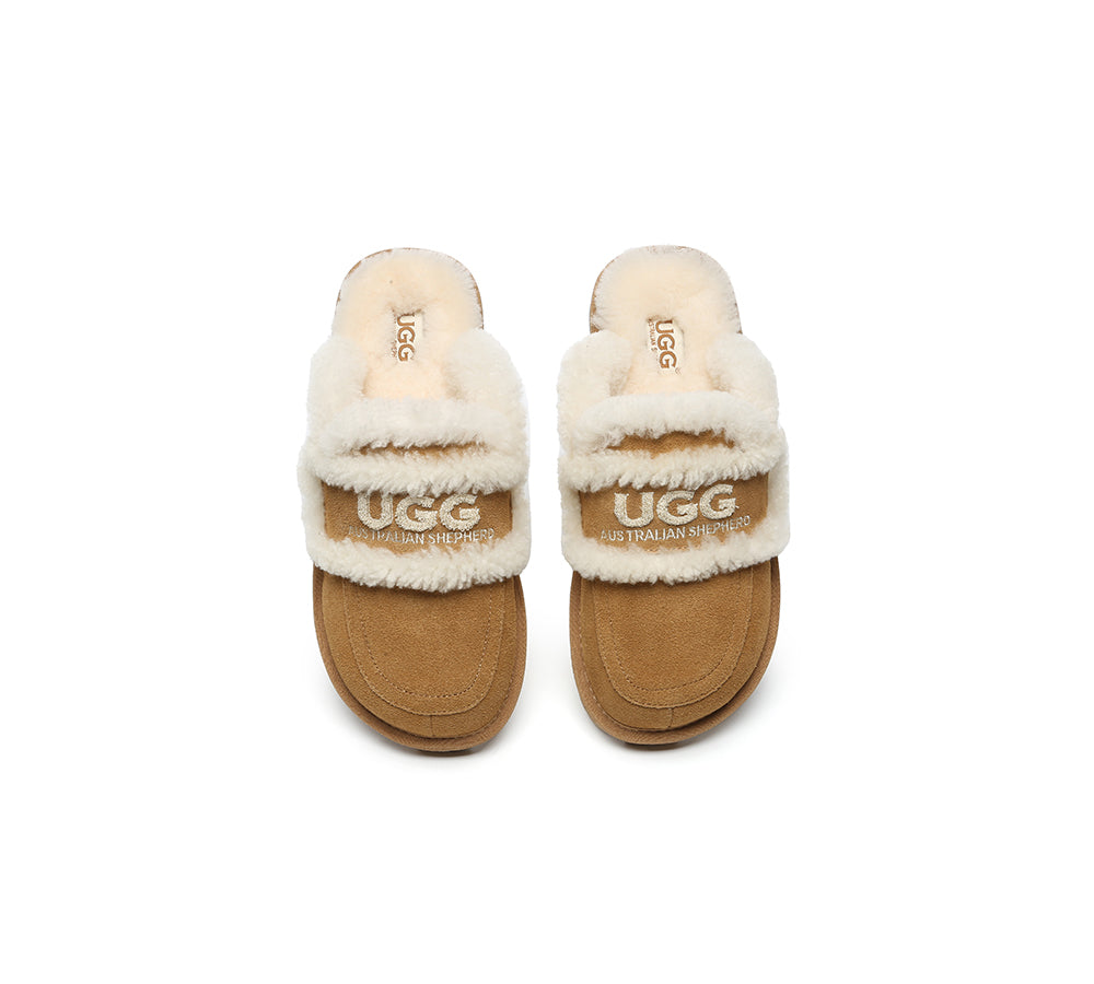 Australian Shepherd® Women's UGG Slippers - Genuine Sheepskin Wool Shearling Lined Rilee House Shoes for Ultimate Comfort - Perfect for Cozy Nights, Winter Lounging & Home Relaxation