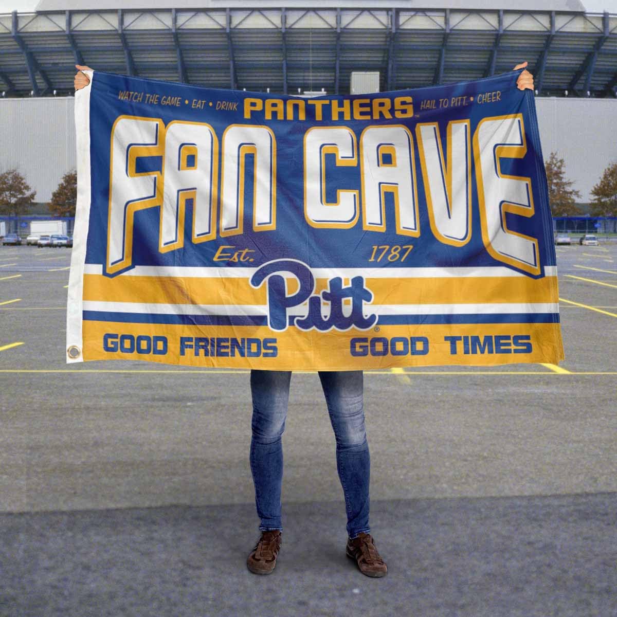 Pittsburgh Panthers Fan Man Cave Banner Flag - NCAA College Sports Team Decor for Game Room, Tailgating & Home Office