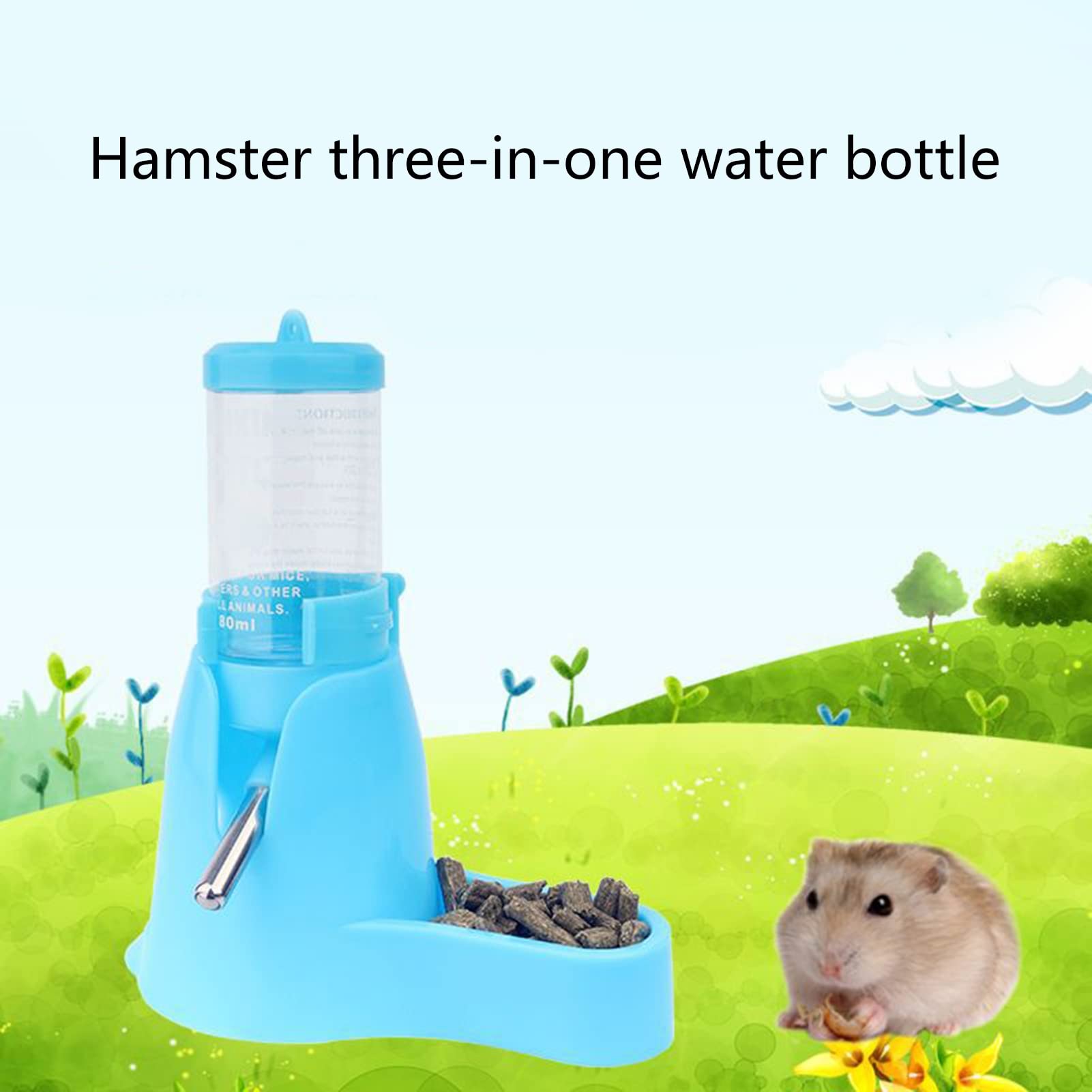 Durable Hamster Water Bottle - Leak-Proof Small Pet Water Dispenser with Feeding Rack - BPA-Free Plastic for Hamsters, Gerbils & Mice - Perfect for Cage Accessories & Small Animal Hydration Needs