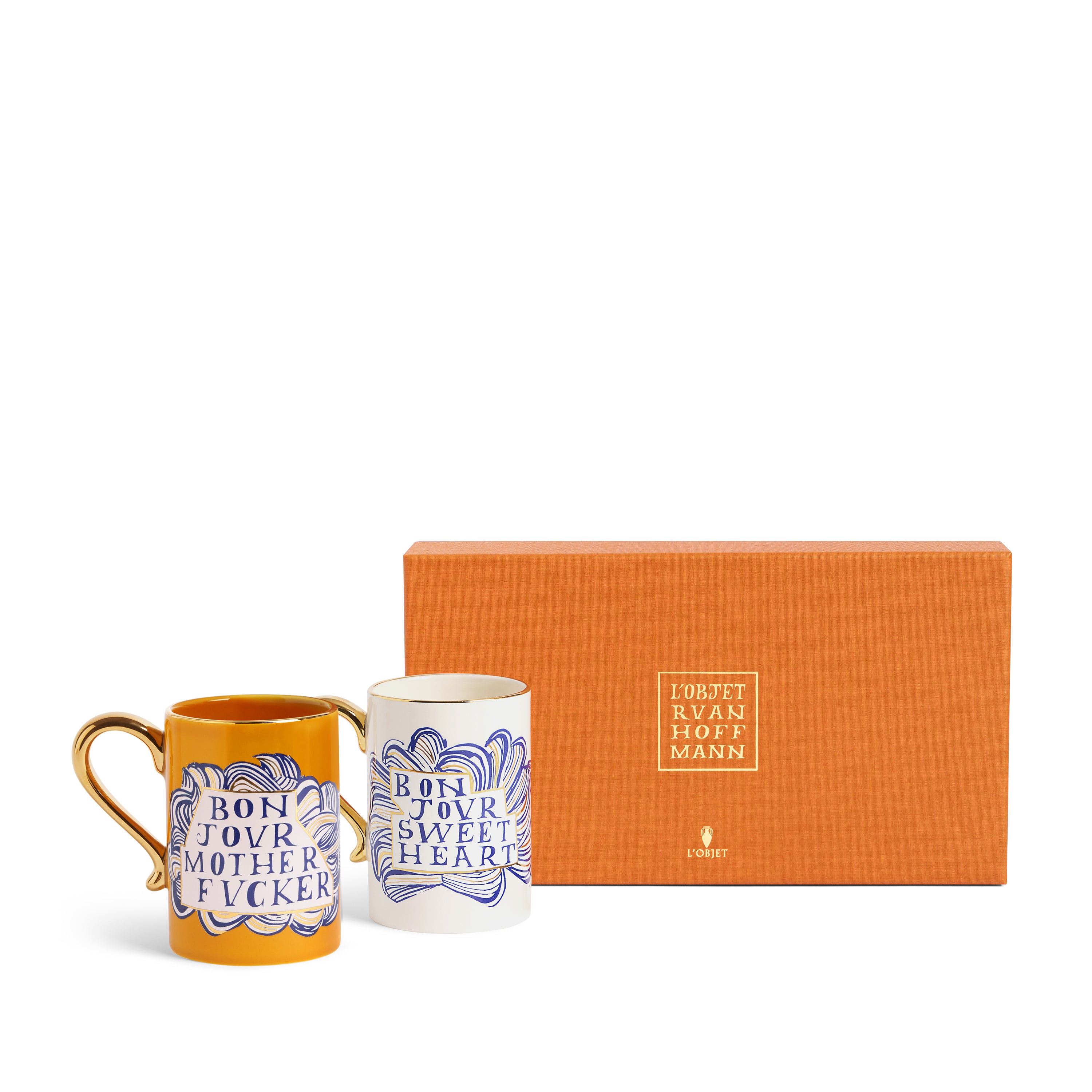 Ruan Hoffmann Sweetheart & Mother Fucker Ceramic Mug Set (2-Pack) - Perfect for Coffee, Tea & Unique Gift Giving