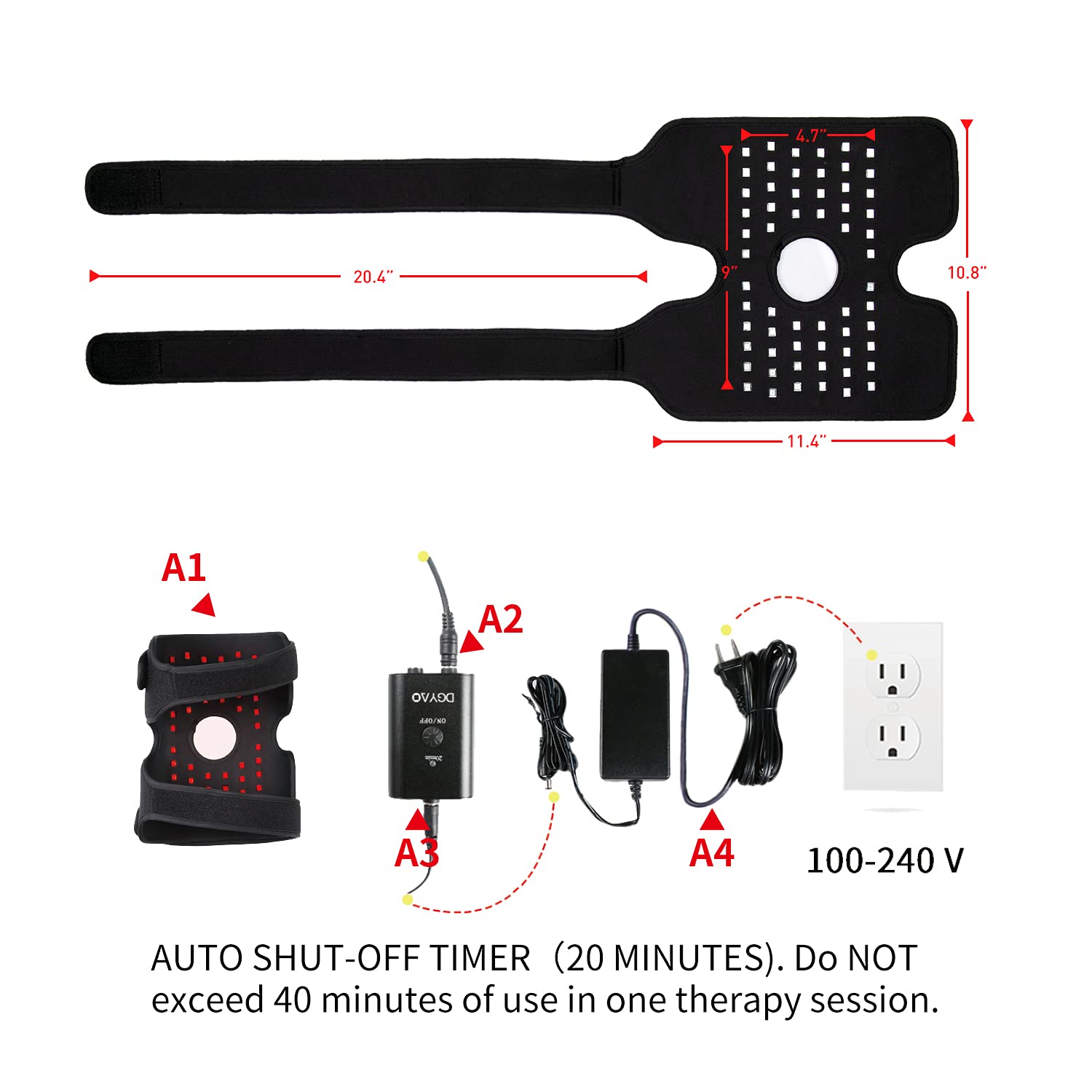 FDA Cleared Near Infrared Red Light Therapy Wrap for Knee & Elbow Pain Relief - 880nm LED Wearable Device for Home Use | Ideal for Joint Pain, Arthritis, and Muscle Recovery