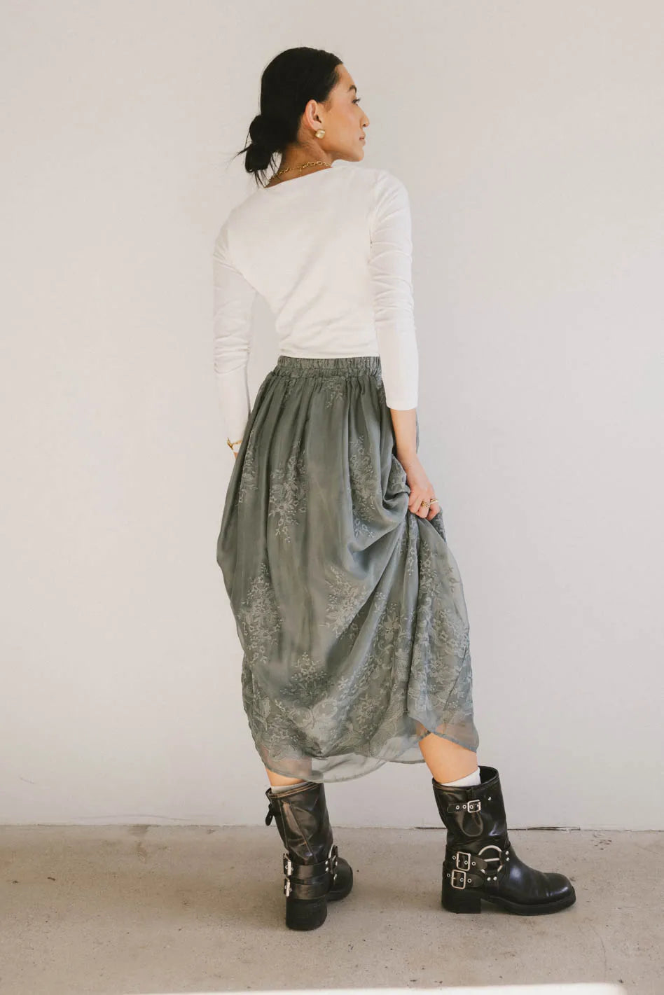 Grace Floral Tulle Skirt in Teal | Elegant Women's Party Dress | Perfect for Weddings, Prom & Special Occasions