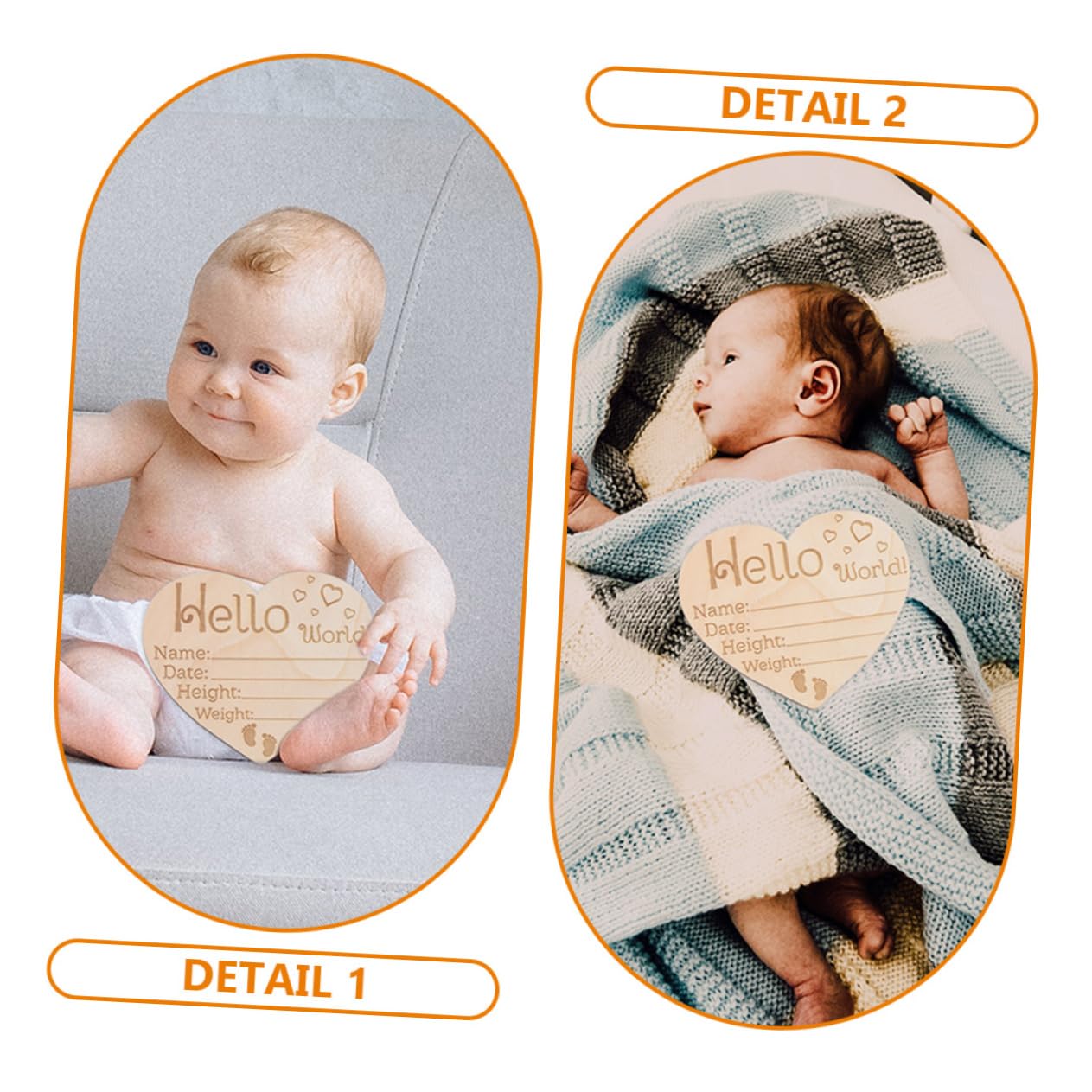 BIUDECO 4-Piece Newborn Baby Name Sign Set - Wooden Birth Announcement & Photography Decor for Nursery, Baby Shower, and Gender Reveal Party