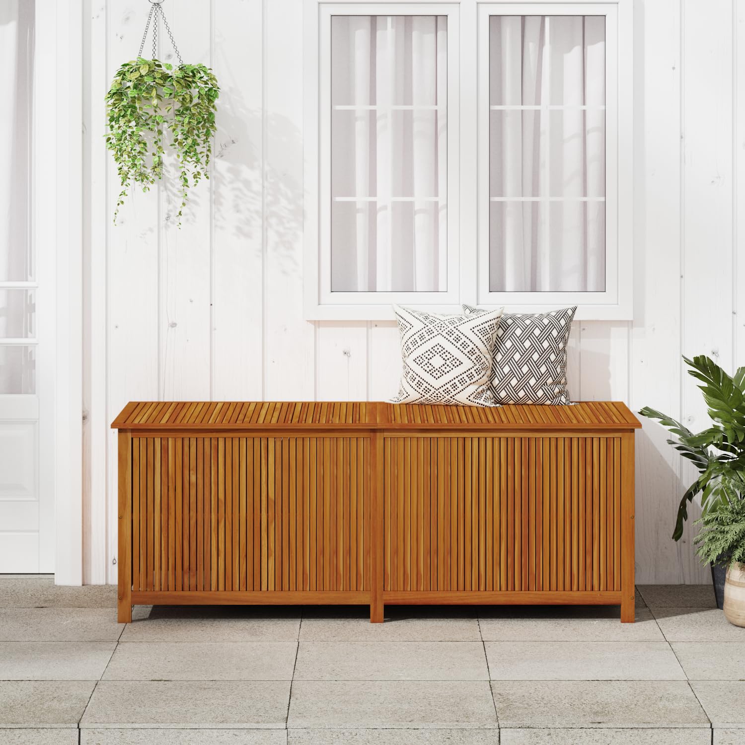 Premium Acacia Wood Outdoor Storage Box 78.7