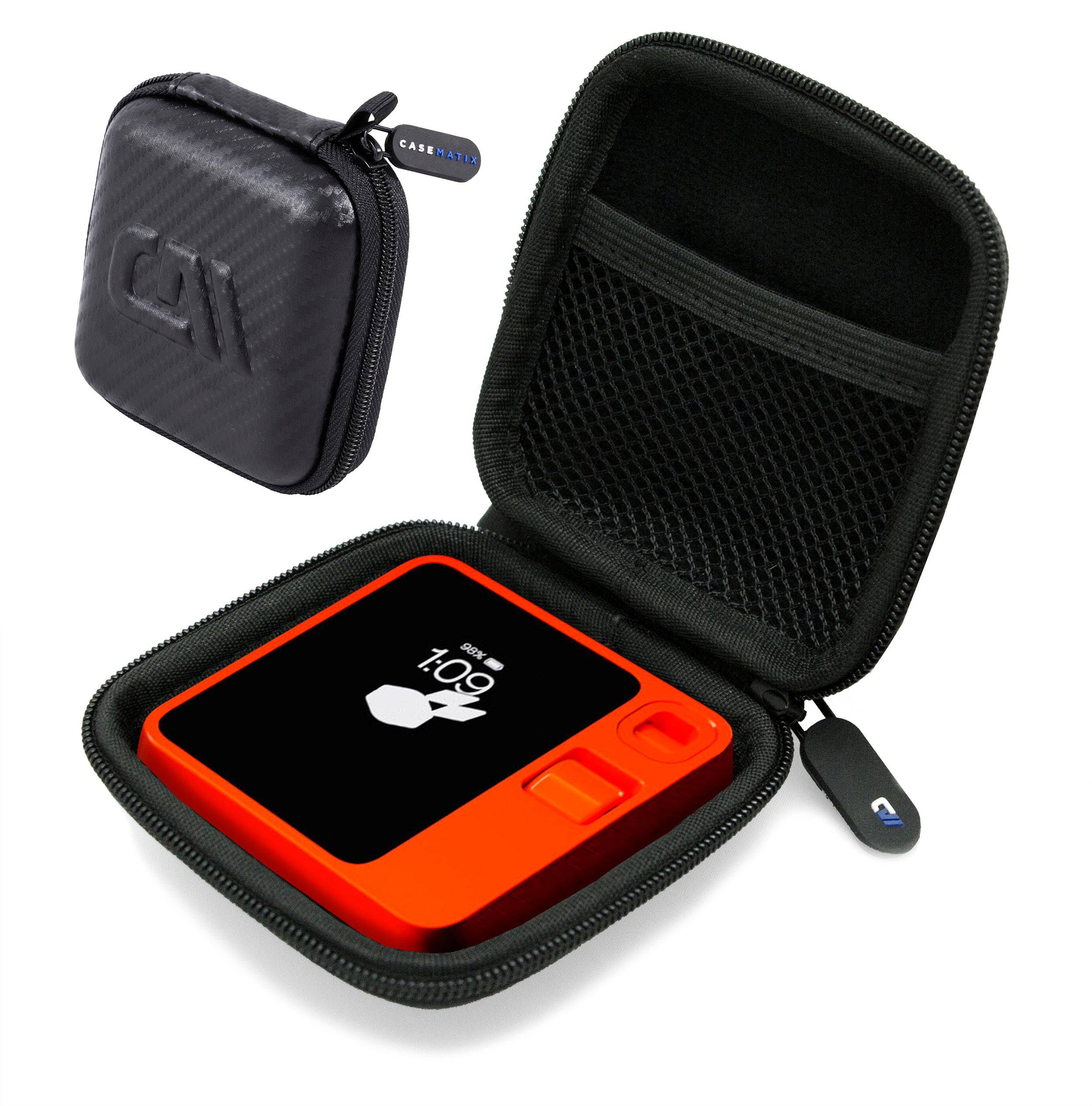 CASEMATIX Protective Carry Case for Rabbit R1 AI Assistant - Durable Travel Pouch with Accessory Pocket | Perfect for Daily Commute, Business Trips & Tech Protection