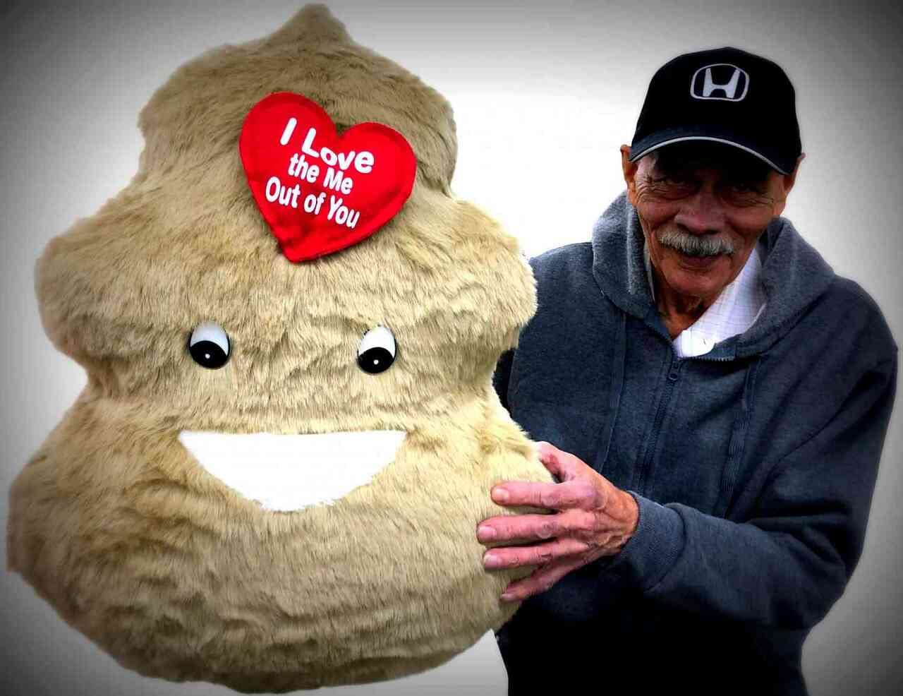 Giant Poop Emoji Plush Stuffed Toy - 28 Inch Large Soft Plushie with 'I Love The Me Out of You' Heart - 10 Pound Funny Valentine's Day Gift Made in USA | Perfect for Gag Gifts, Prank Presents & Unique Valentine Decor