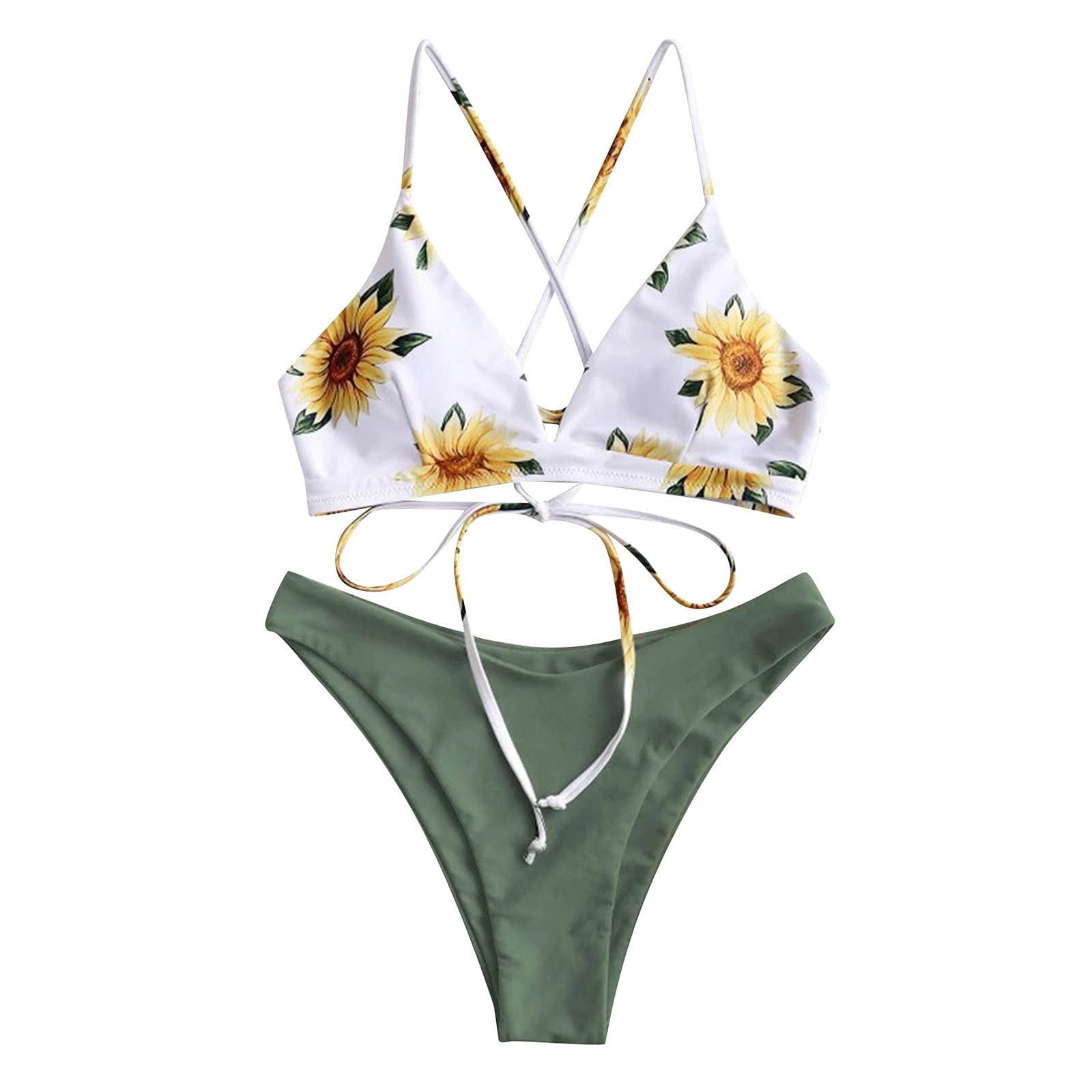 Plus Size Tankini Bikini Set - Green, Large | Flattering Swimwear for Women, Beach & Pool Vacation Outfit