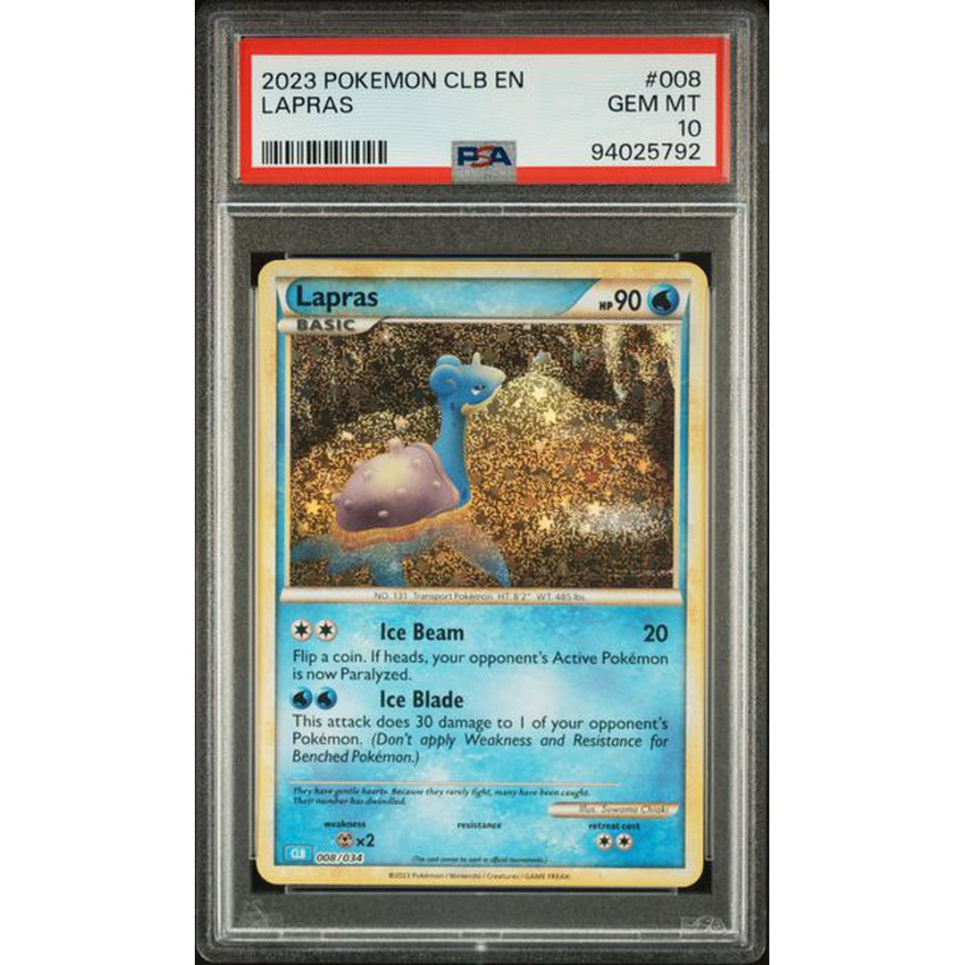 2023 Pokemon Classic Collection Lapras 008/034 PSA 10 Graded Card - Rare Collectible for Trading Card Game (TCG) Enthusiasts | Perfect for Display, Investment & Competitive Play