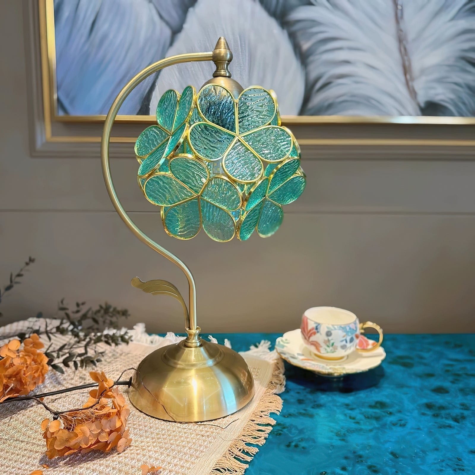 Aurelia Leaf Table Lamp - Modern LED Nightstand Lamp with Adjustable Brightness for Bedroom, Living Room, and Office Decor