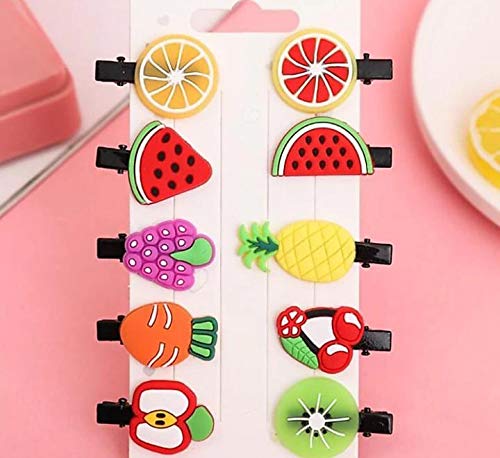 UNICORNPROP77 10-Piece Fruit Silicone Hair Clips Set - Non-Slip Grip for Kids & Adults - Perfect for School, Parties, and Everyday Hairstyles
