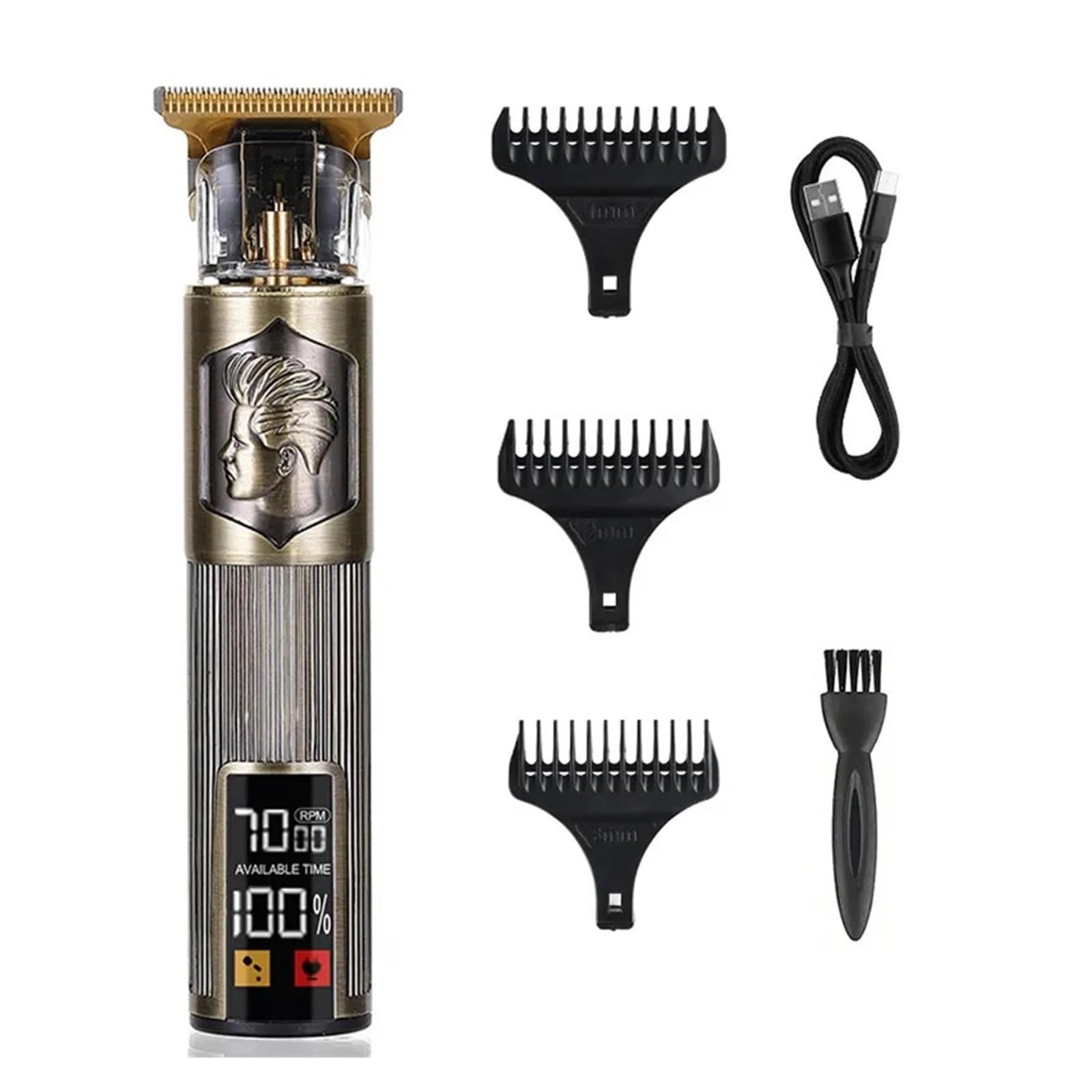 Professional T9 Electric Hair Clipper for Men - Cordless Rechargeable Beard Trimmer & Shaver with Stainless Steel Blades - Perfect for Home Grooming, Barber Shops & Travel Use (Single Speed)