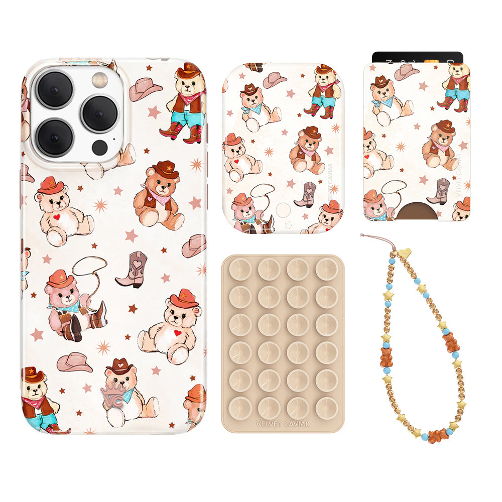 Cowboy Teddy iPhone Case with Wallet Holder - Stylish & Functional Phone Accessory for Everyday Use, Travel, and Outdoor Adventures