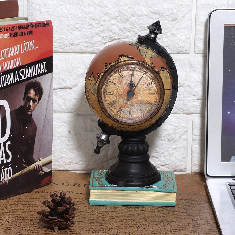 Vintage Nordic Style Globe Ornament - Elegant Home & Office Decor Clock - Perfect for Living Room, Study, Bookshelf, and Gift Giving