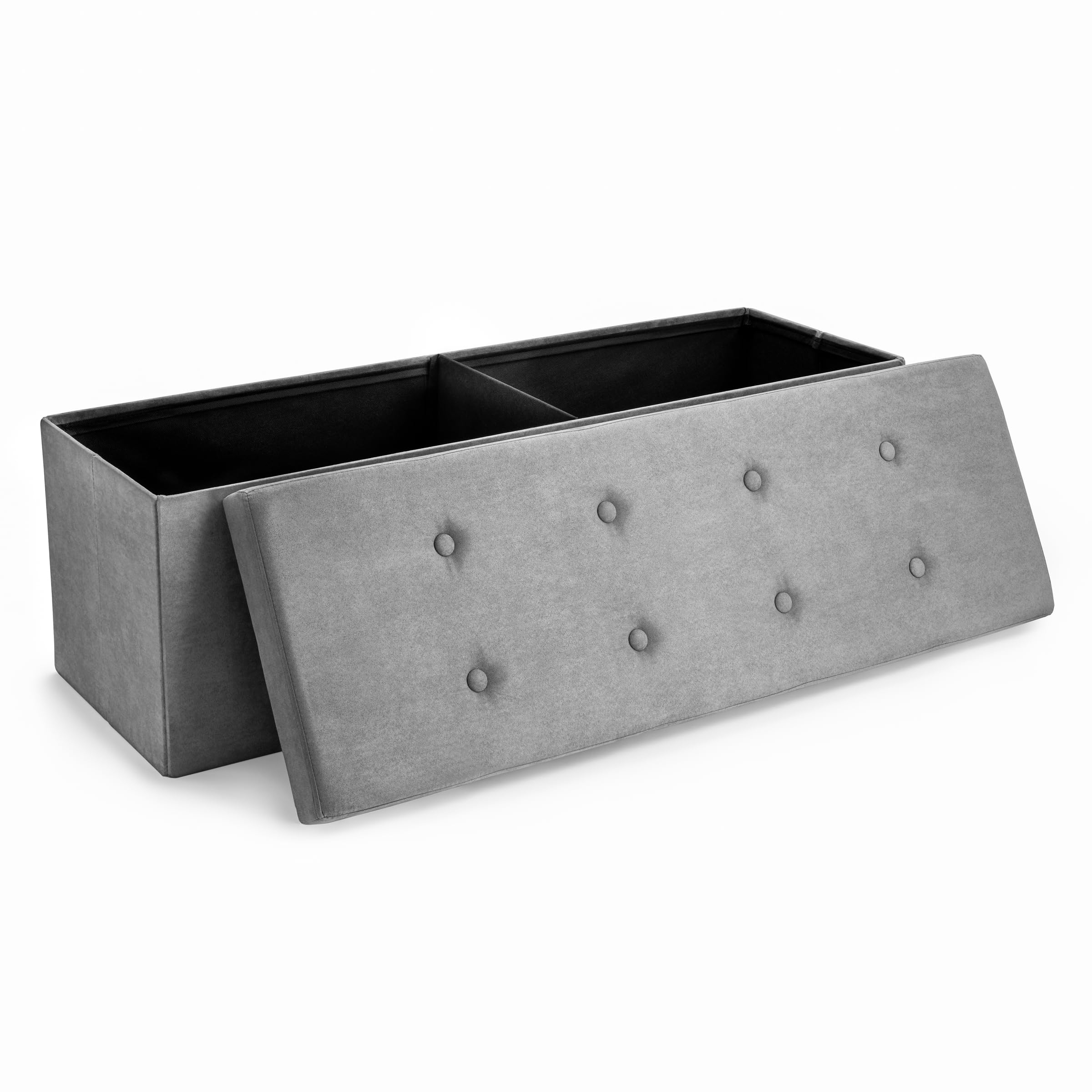 Sorbus Storage Ottoman Bench – Foldable Collapsible Bench Chest with Removable Cover – Perfect for Toy Storage, Shoe Organizer, Hope Chest, Pouffe Ottoman, Seat & Foot Rest – Modern Faux Suede (Gray) – Ideal for Living Room, Bedroom & Nursery Organization