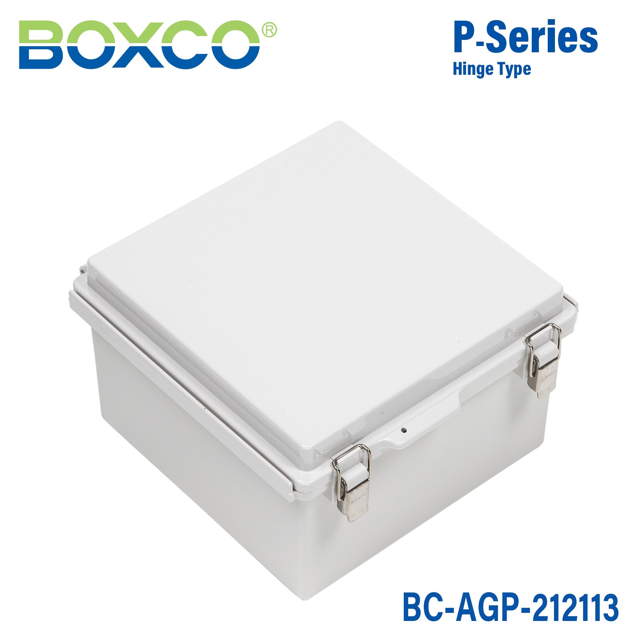 Boxco P Series 8.27 x 8.27 x 5.12 Inches (210 x 210 x 130mm) Waterproof Plastic Enclosure - IP67 & IK08 Rated ABS Grey Case with Molded Hinge & Latch | Ideal for Outdoor Electronics, Industrial Equipment & DIY Projects