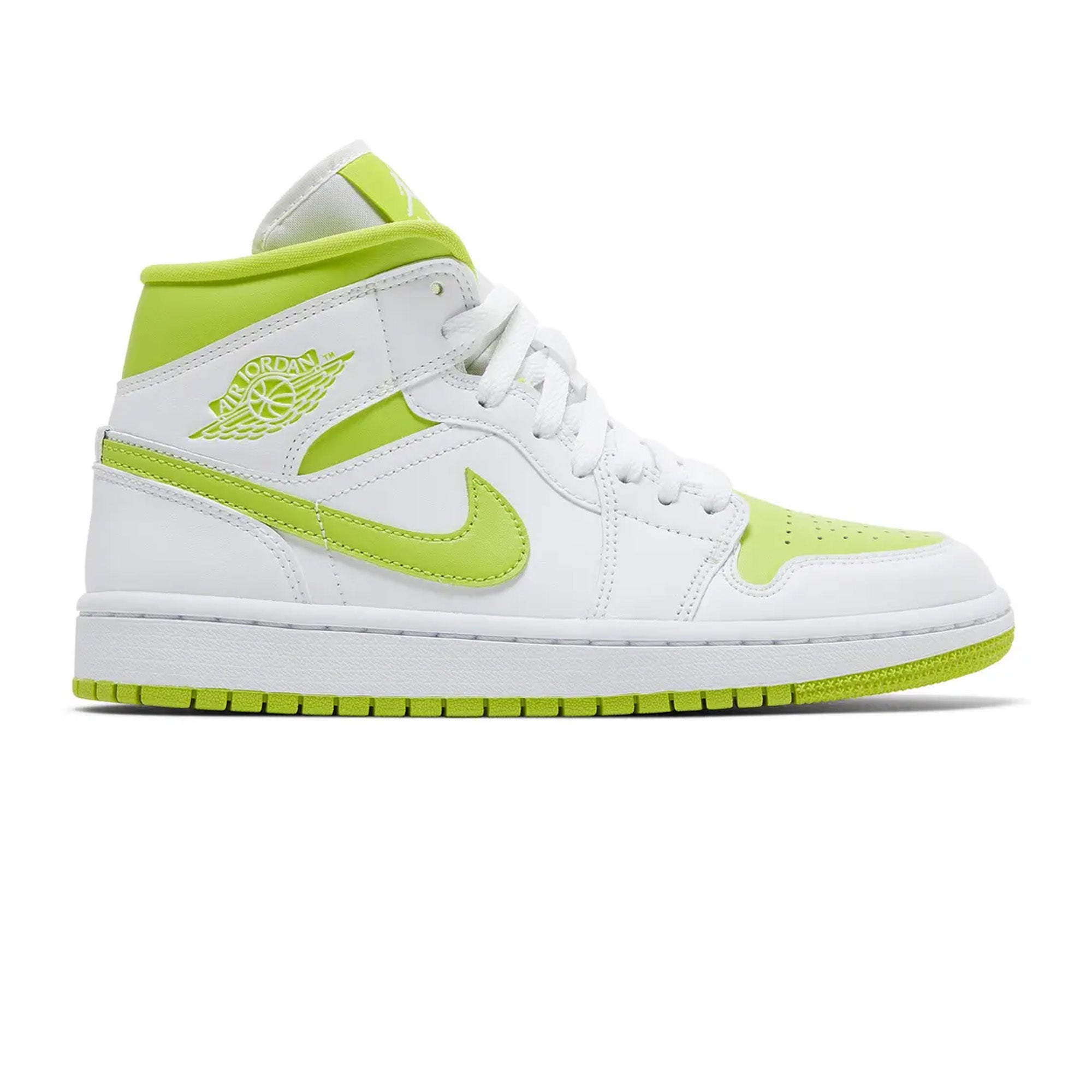 Air Jordan 1 Mid Sneakers - White & Lime Green Women's Basketball Shoes (2022 Release) | Casual Wear, Street Fashion & Gym Workouts