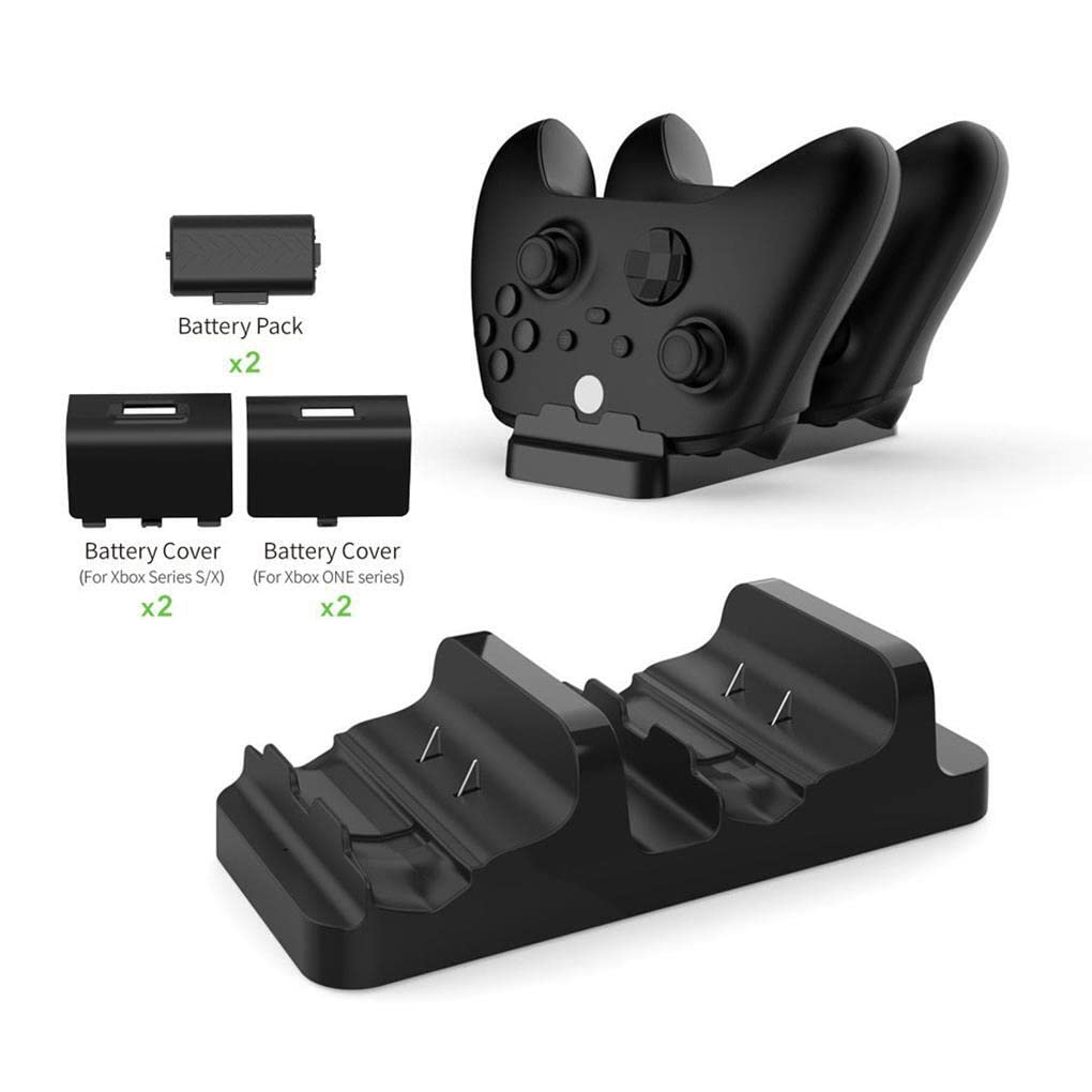 Nilioyul Twin Dock Charging Station for Gaming Controllers - Dual USB Charger Dock with Battery Pack | Perfect for PS5, Xbox & Switch Pro Controllers | Organize & Charge 2 Gamepads Simultaneously | Ideal for Gaming Setups & Entertainment Centers