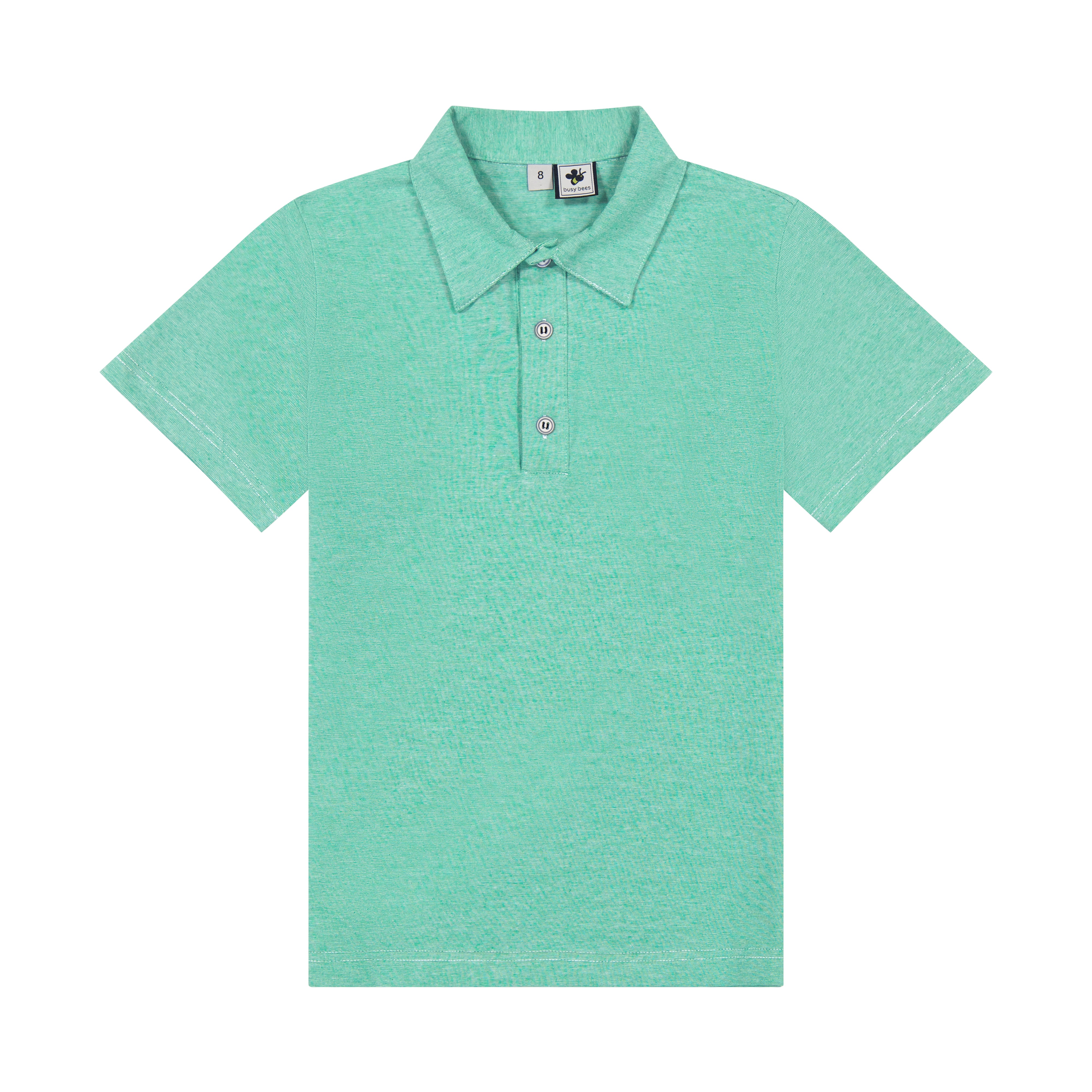 Boys Short Sleeve Polo Shirt - Green Chambray Cotton Casual Top for Kids | Perfect for School, Playdates & Summer Outfits