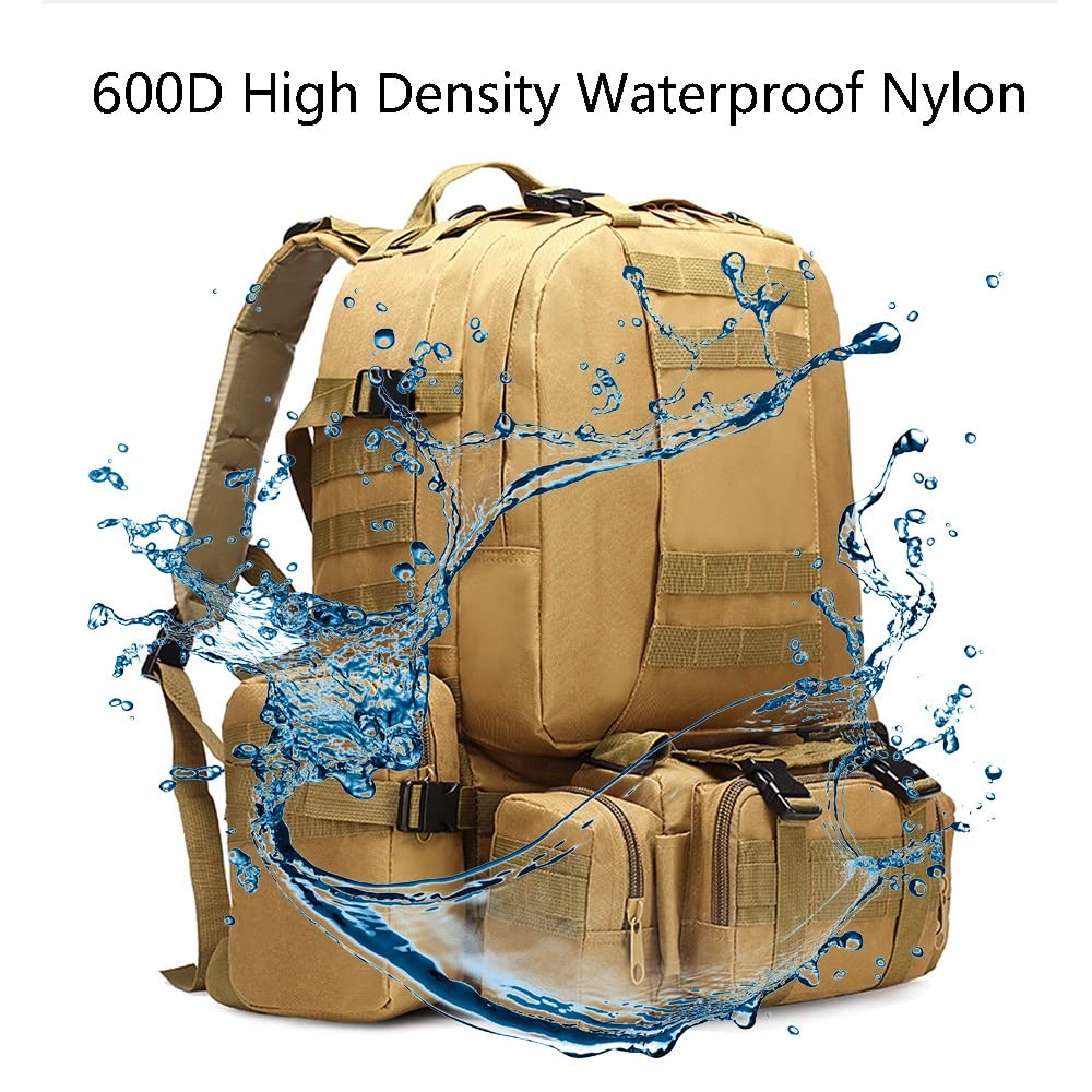 Military Tactical Backpack 65L - Waterproof Molle Assault Pack for Hiking, Camping, Hunting & Travel - Large Army Rucksack with Durable Construction (Color: A) - Perfect for Outdoor Adventures, Survival Training & Tactical Missions
