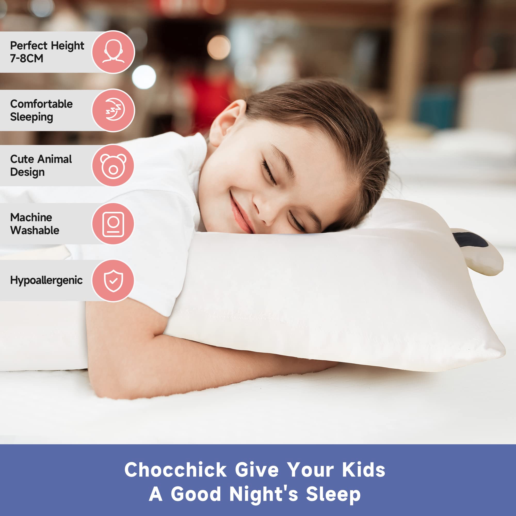 Soft Hypoallergenic Toddler Pillow - Panda Design for Kids' Sleep & Travel