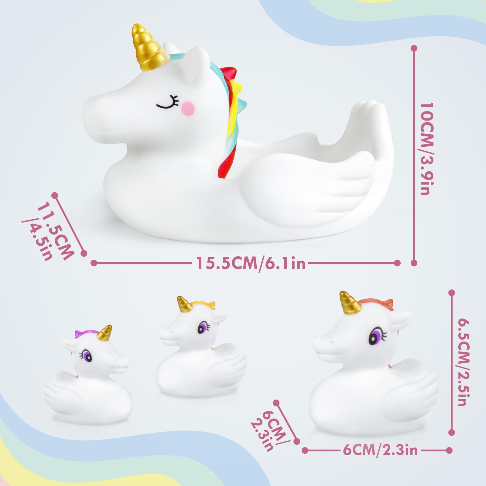 No Hole Bath Toys for Toddlers 1-3 Years - Soft Unicorn Bathtub Toys Set for Kids, Perfect Gift for Girls & Boys - Fun Bath Time Play for Sensory Development & Water Safety