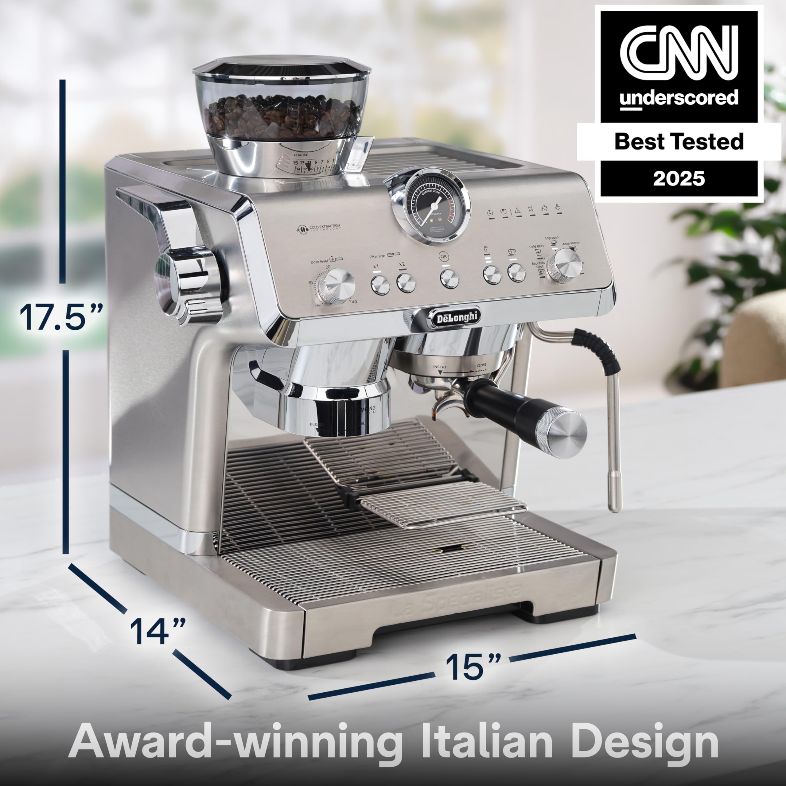 De'Longhi La Specialista Opera Espresso Machine with Built-in Grinder & Cold Brew Function | Commercial-Style Steam Wand for Perfect Lattes & Cappuccinos | EC9555M | Ideal for Home Baristas & Coffee Enthusiasts