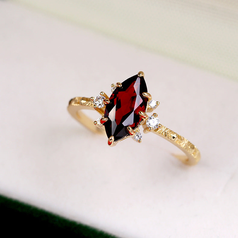 Natural Marquise Ruby July Birthstone Ring for Women - 925 Sterling Silver Engagement & Anniversary Gift | TB1575 | Perfect for Weddings, Parties & Special Occasions