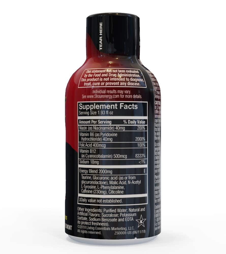 5 Hour Energy Extra Strength Energy Shot - 2 Oz Bottles (Pack of 48) | Boost Focus & Stamina for Workouts, Study & Long Drives