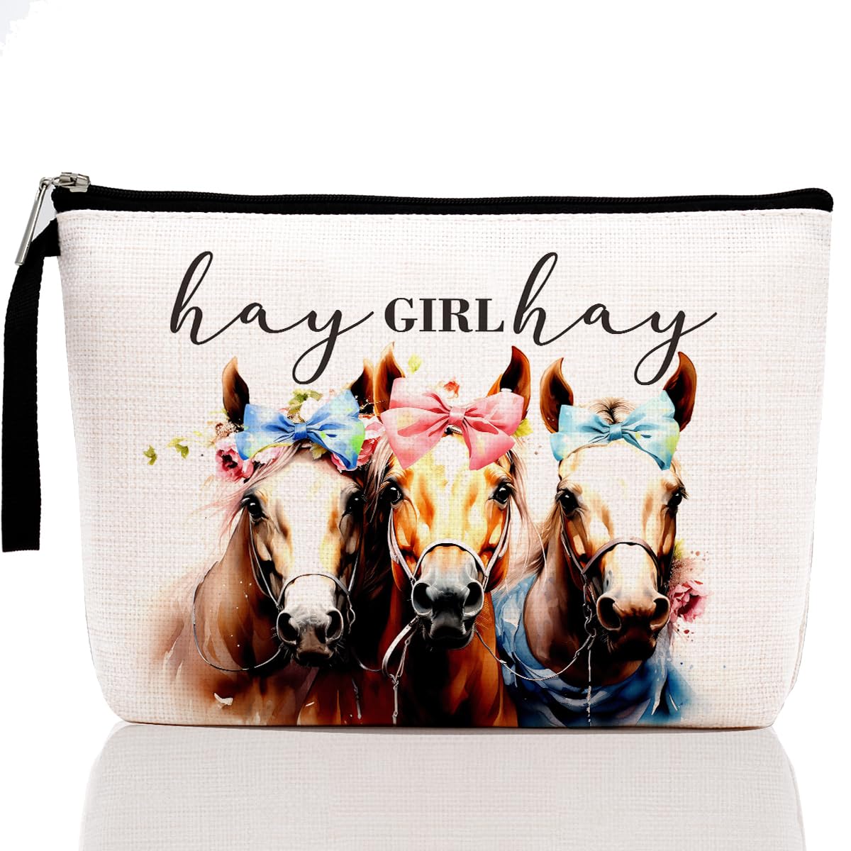 Western Horse Makeup Bag for Women & Girls - Farm Animal Themed Cosmetic Pouch with Zipper - Perfect Equestrian Gift for Best Friend, Farm Girl, Birthday, Graduation - Travel & Daily Use Accessory