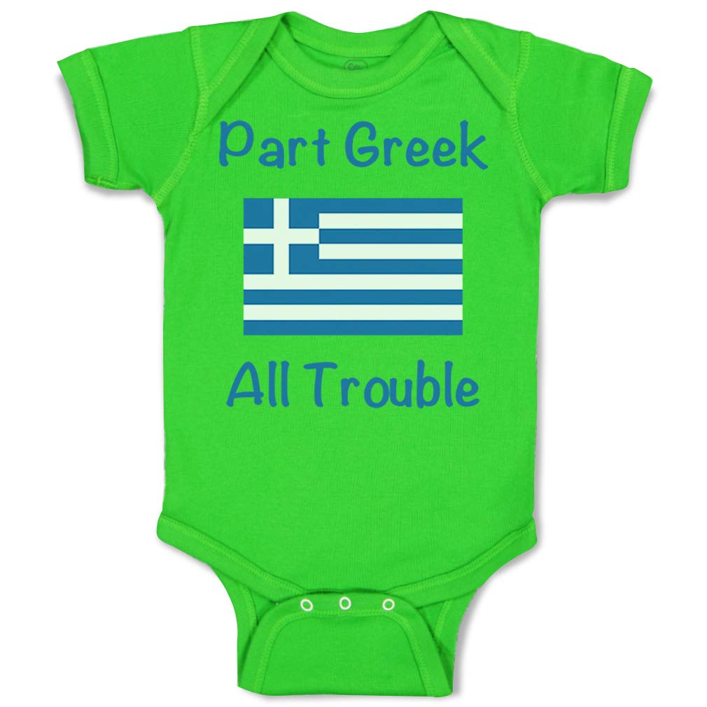 Custom Greek Baby Bodysuit - Funny 'Part Greek All Trouble' Cotton Onesie for Boys & Girls | Perfect for Family Photos, Birthdays & Playdates