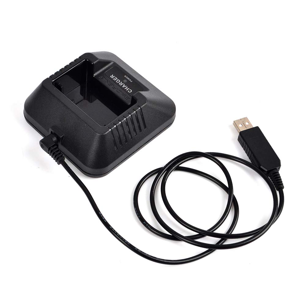 Baofeng UV-5R Series Desk Charger with DC & USB Port - Compatible with UV-5RA/UV-5RB/UV-5RC/UV-5RD/UV-5RE/UV-5RE Plus Ham Radios - Perfect for Emergency Communication, Outdoor Adventures & Security Teams