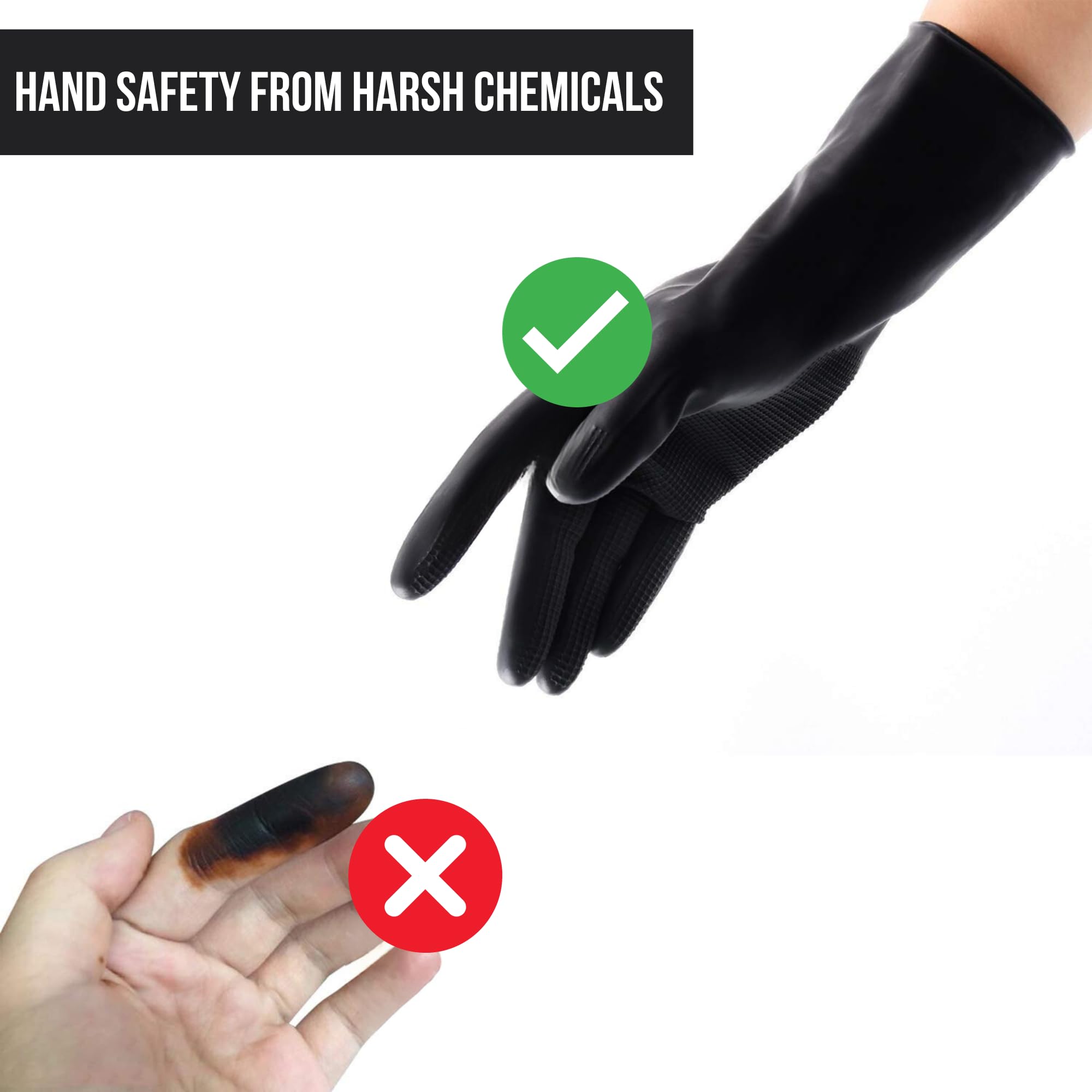 Frabble8 Heavy Duty Reusable Rubber Gloves for Hair Dyeing - Black Thick Salon Gloves for Henna, Mehendi & Hair Coloring (1 Pair, Large) - Perfect for Home & Professional Hair Care