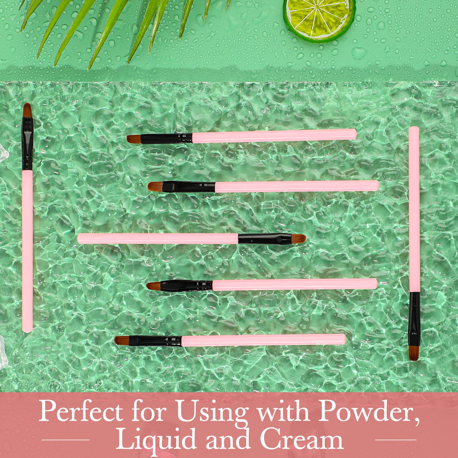 48 Pcs Flat Makeup Brush Set - Synthetic Lip Concealer Brush, Eyebrow Brush for Blending & Buffing | Portable Beauty Makeup Tools for Concealing & Setting | Perfect for Professional Makeup Artists & Home Use (Pink)