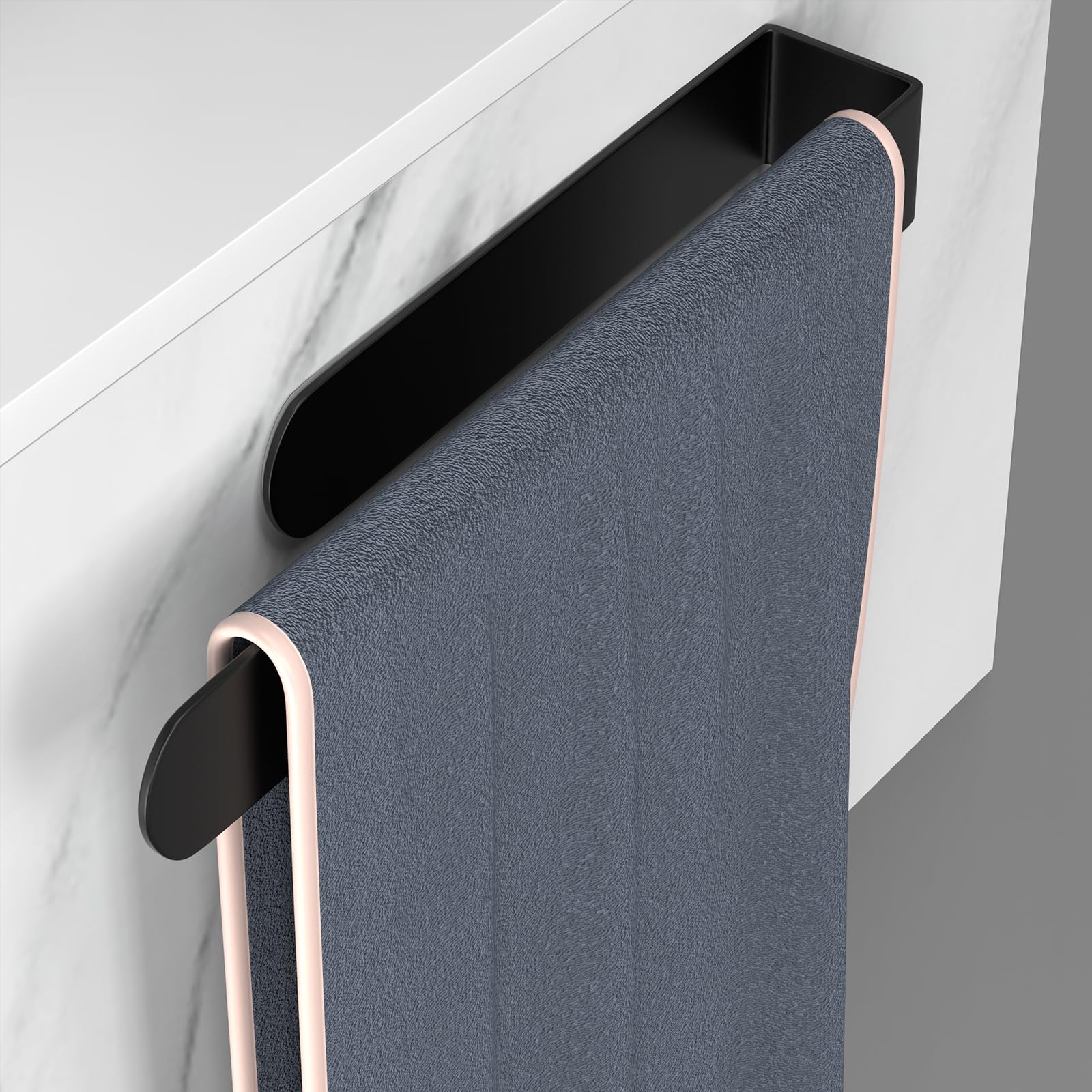 HUFEEOH Self-Adhesive Hand Towel Holder - Sturdy Bathroom & Kitchen Towel Hanger, No Drill Wall Mount Towel Bar for Cabinets (Perfect for Small Spaces, RVs, Dorms)