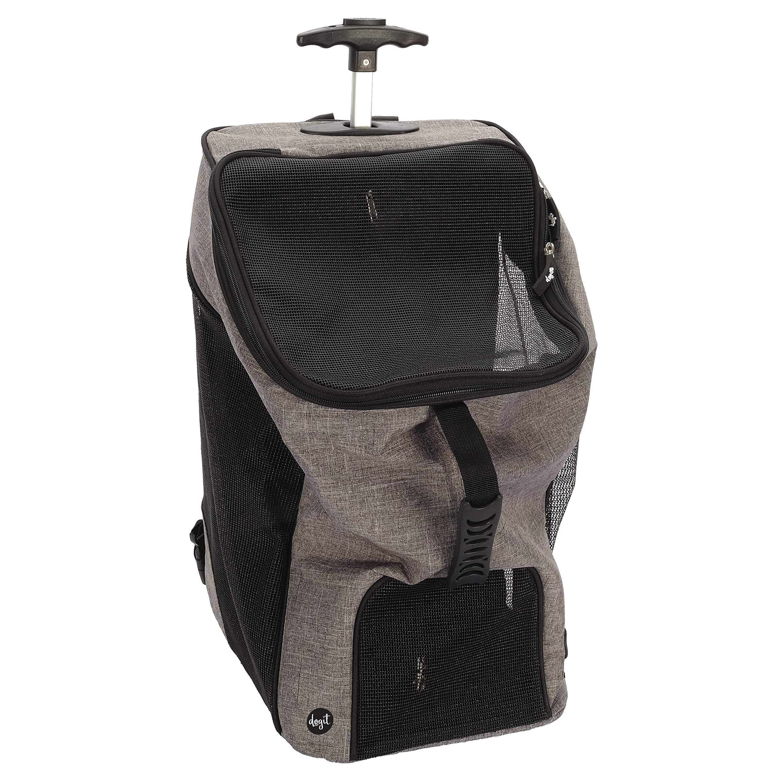Dogit Explorer Backpack Carrier for Small Dogs - Soft Pet Travel Carrier with Wheels (Black, Model 77565) - Perfect for Hiking, Air Travel & Outdoor Adventures